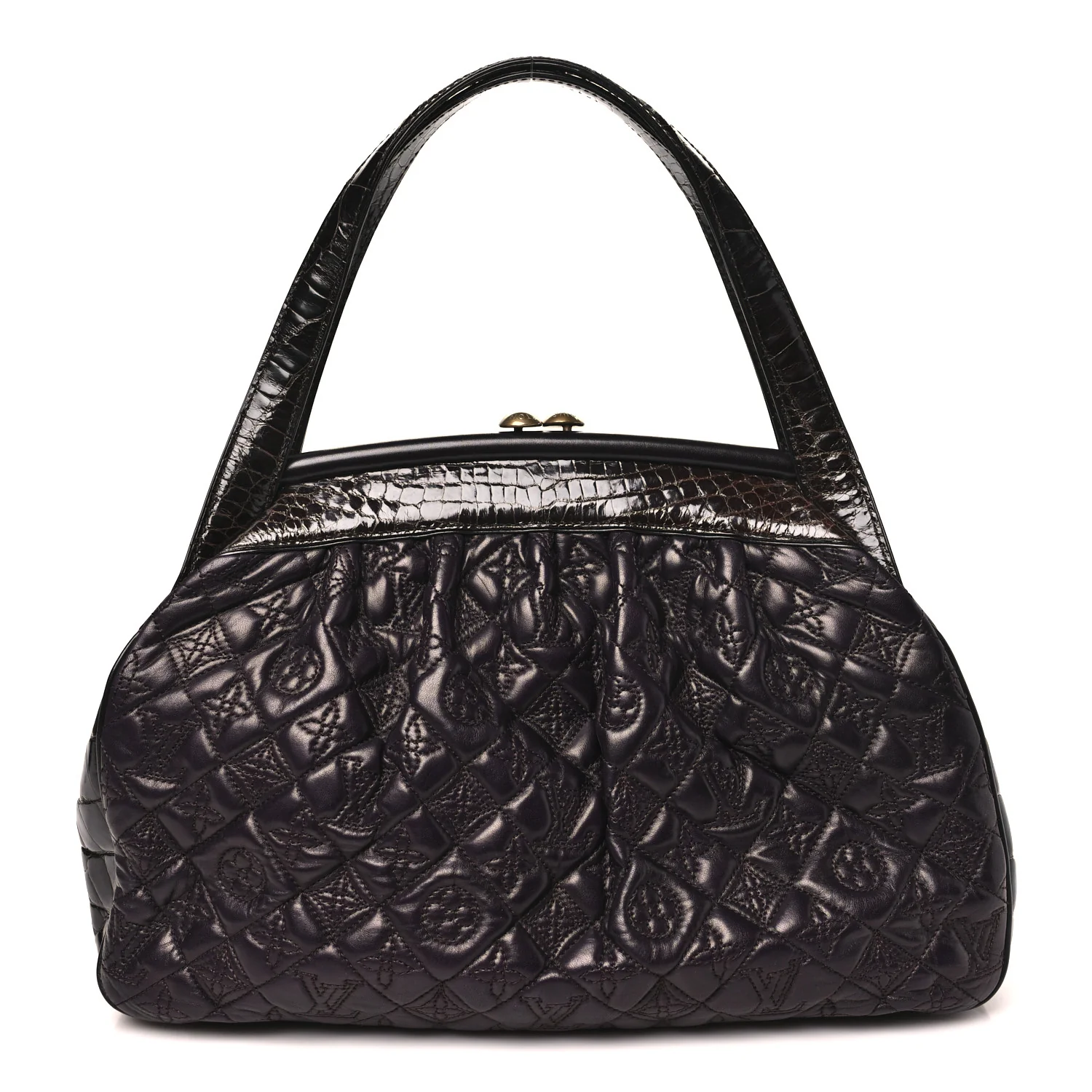 Monogram Vienna Alligator Sac Fermoir GM Aubergine