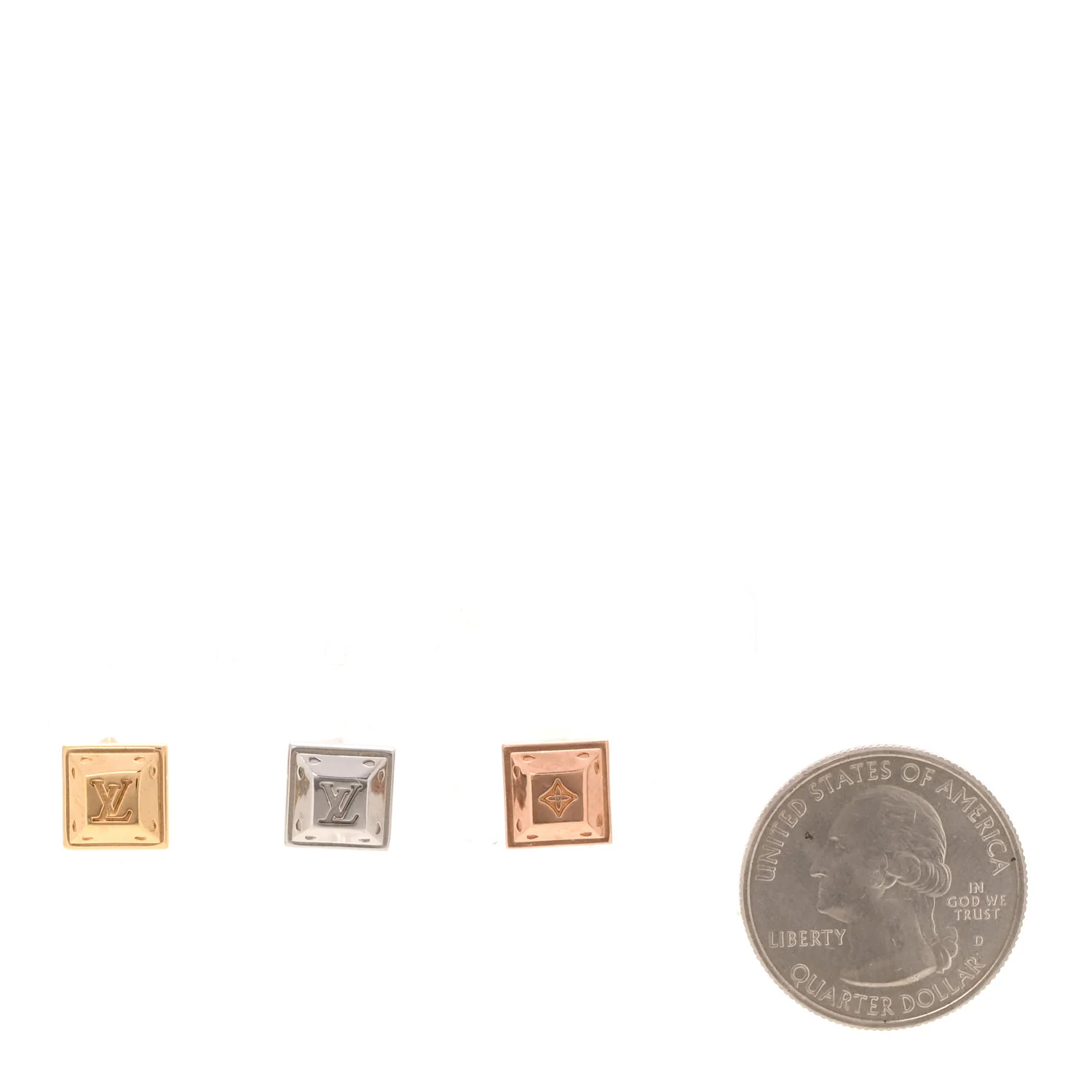 Nanogram Tennis Earrings Set of 3 Gold Silver Pink - Image 2