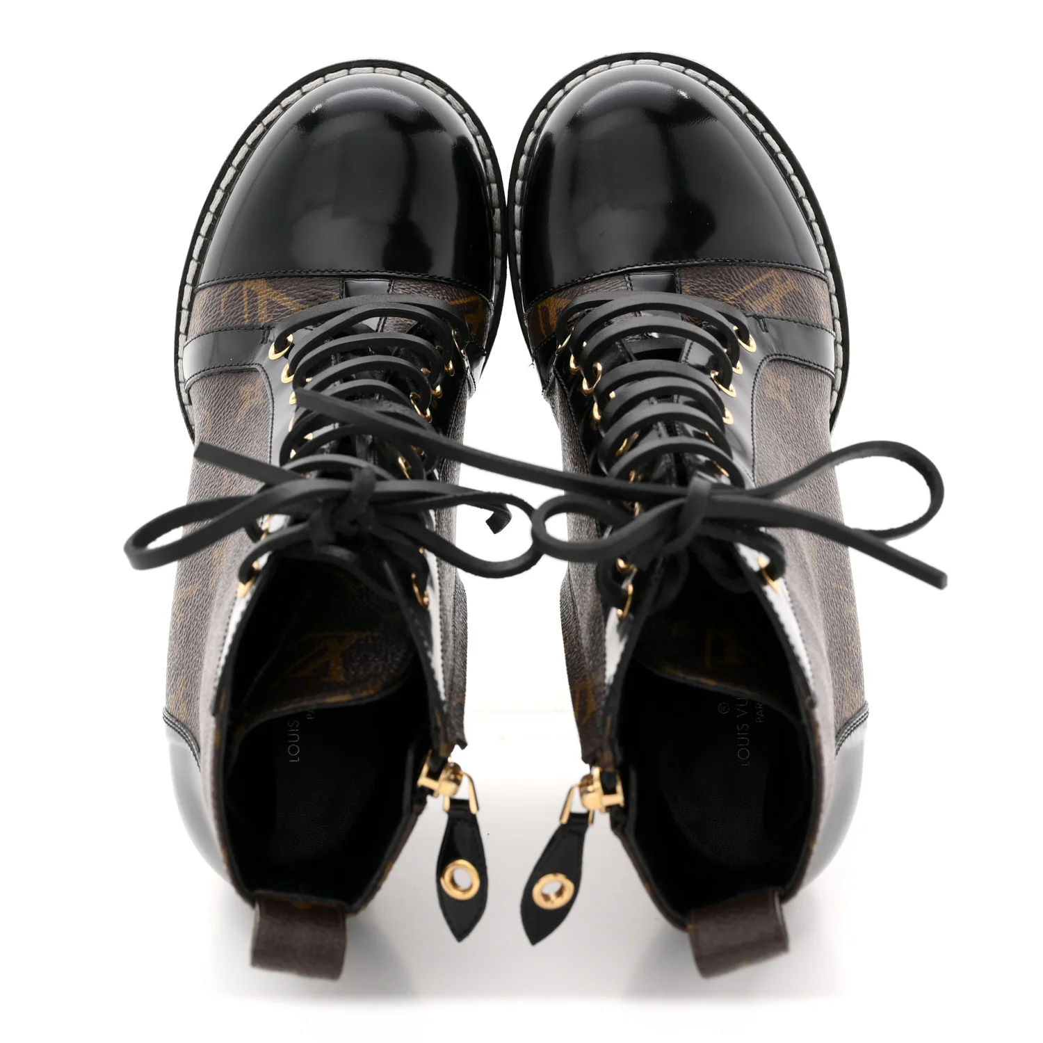 Patent Calfskin Monogram Star Trail Ankle Boots 38.5 Black - Image 2