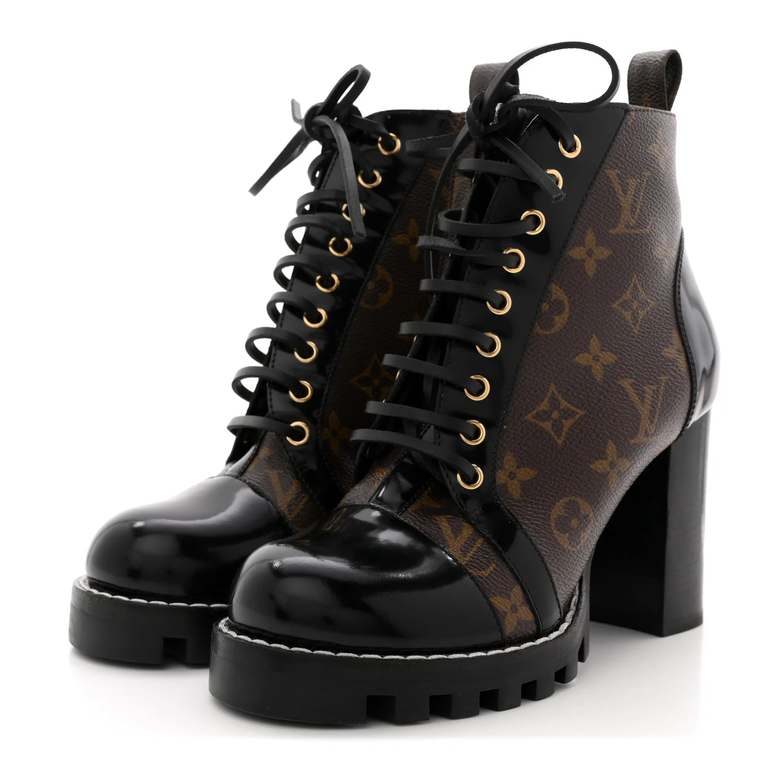 Patent Calfskin Monogram Star Trail Ankle Boots 38.5 Black - Image 4