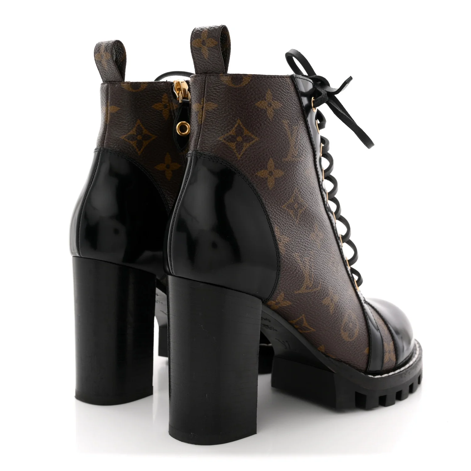 Patent Calfskin Monogram Star Trail Ankle Boots 38.5 Black - Image 5
