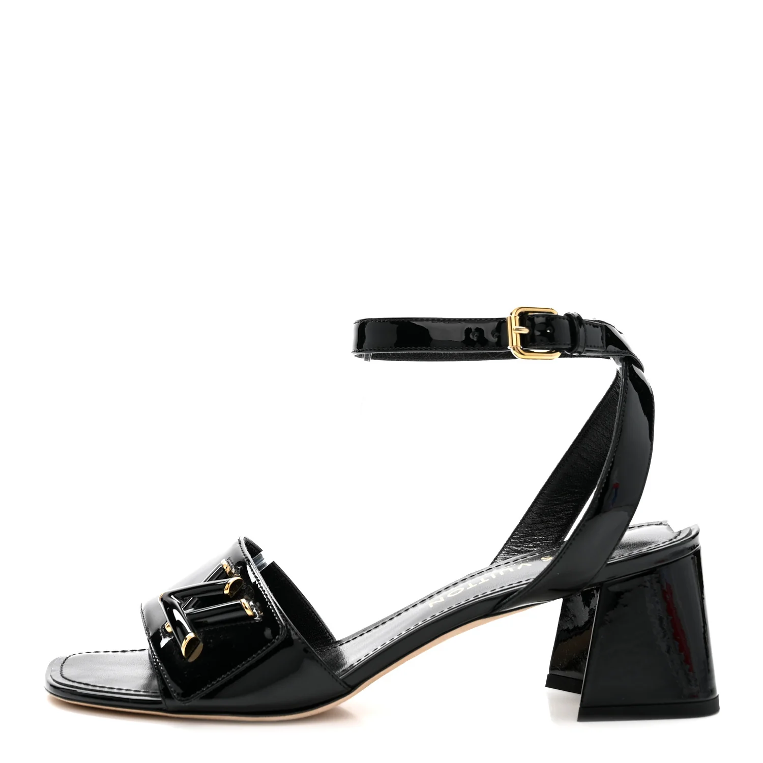Patent Calfskin Shake Sandals 39 Black