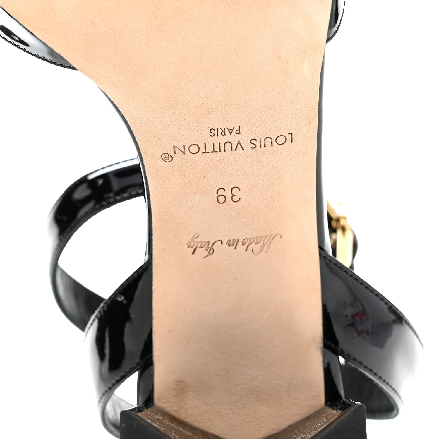 Patent Calfskin Shake Sandals 39 Black - Image 7