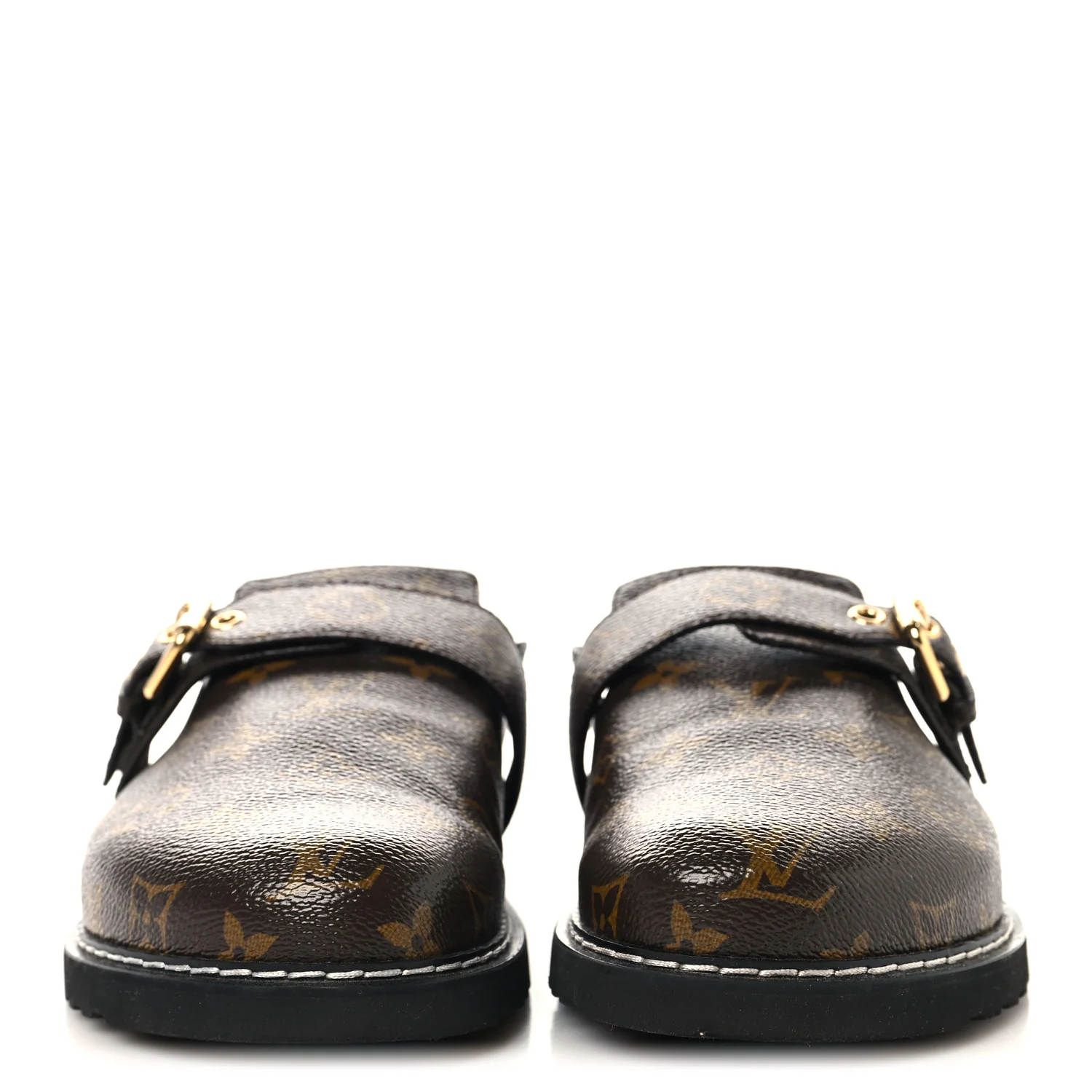 Patent Monogram Womens Cosy Flat Comfort Clog Mules 39 Brown - Image 3