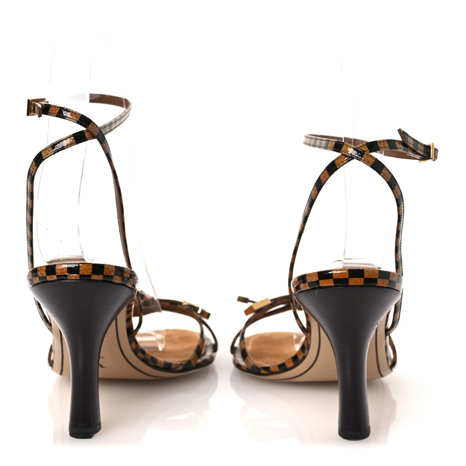 Patent Suede Damier Bow Ankle Wrap Sandals 36 - Image 6