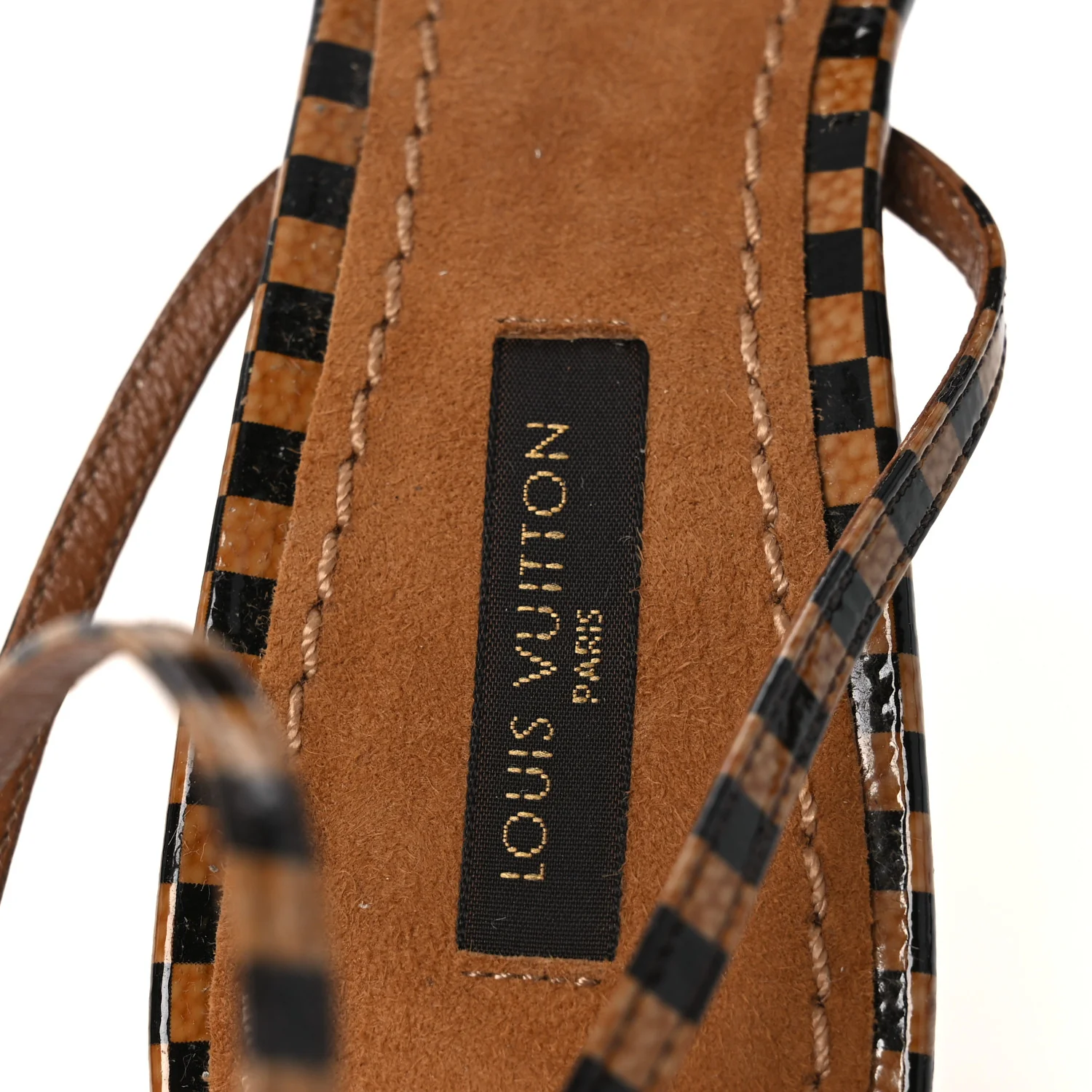 Patent Suede Damier Bow Ankle Wrap Sandals 36 - Image 9