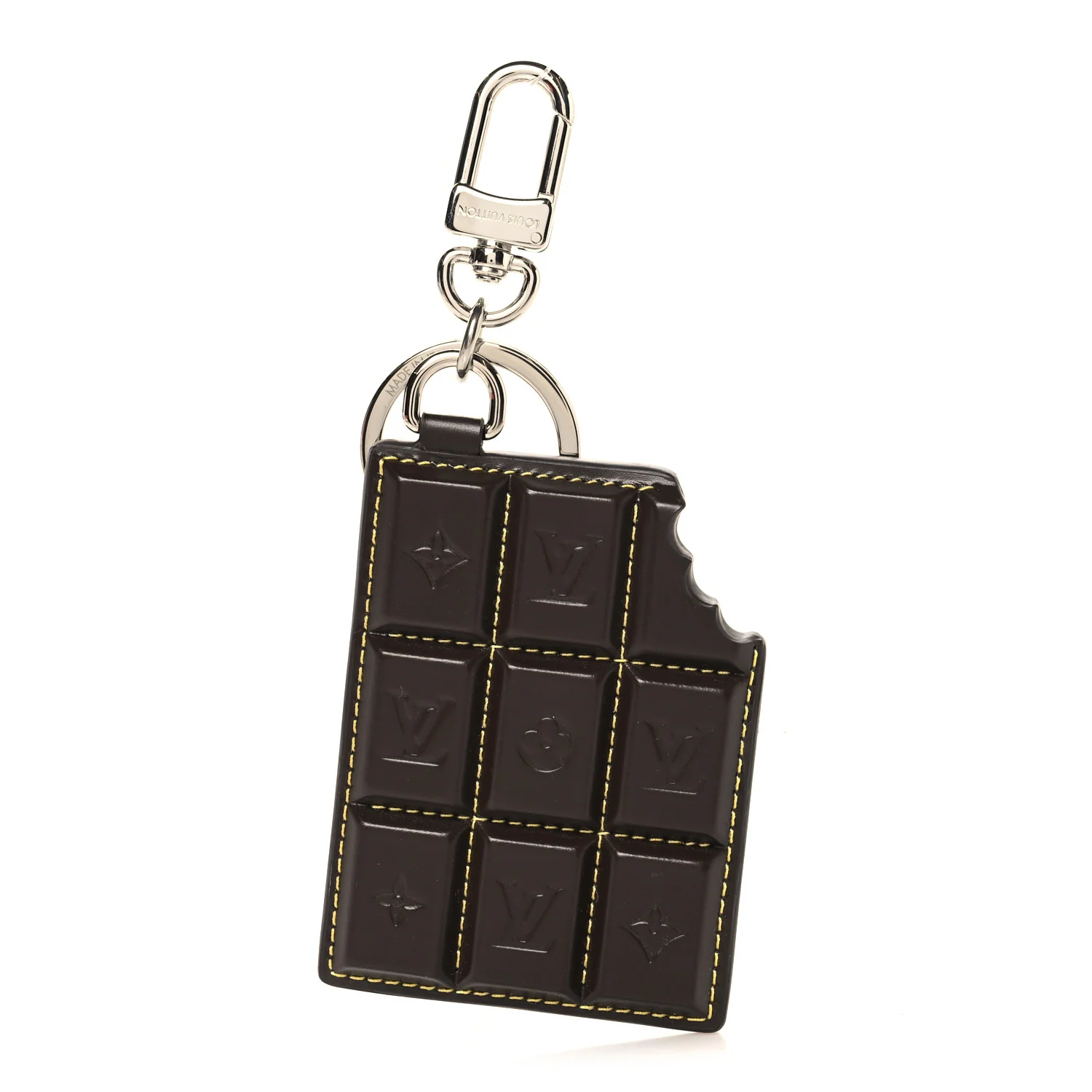 Reverse Monogram LV Chocolate Bar Bag Charm Key Holder Black