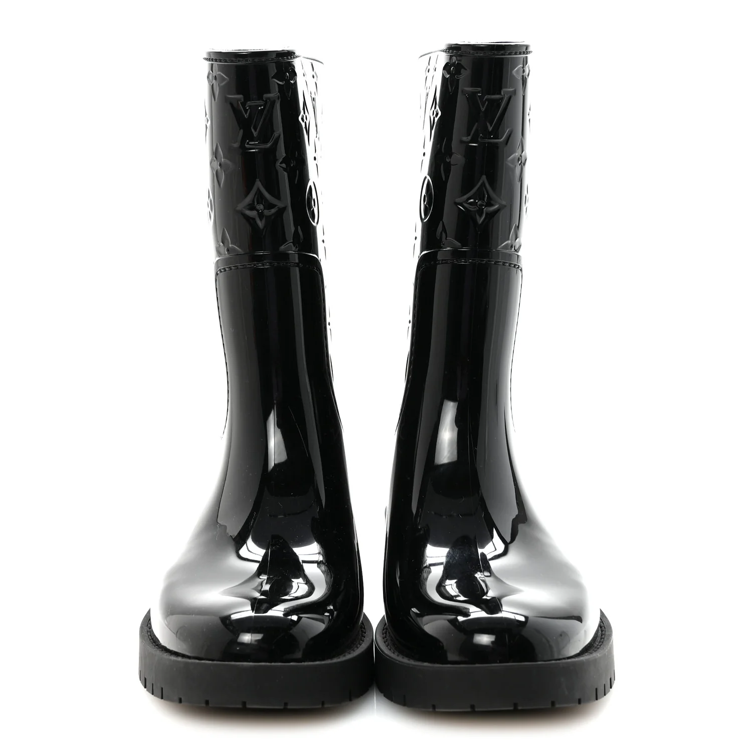 Rubber Embossed Monogram Drops Flat Half Boots 41 Black - Image 3