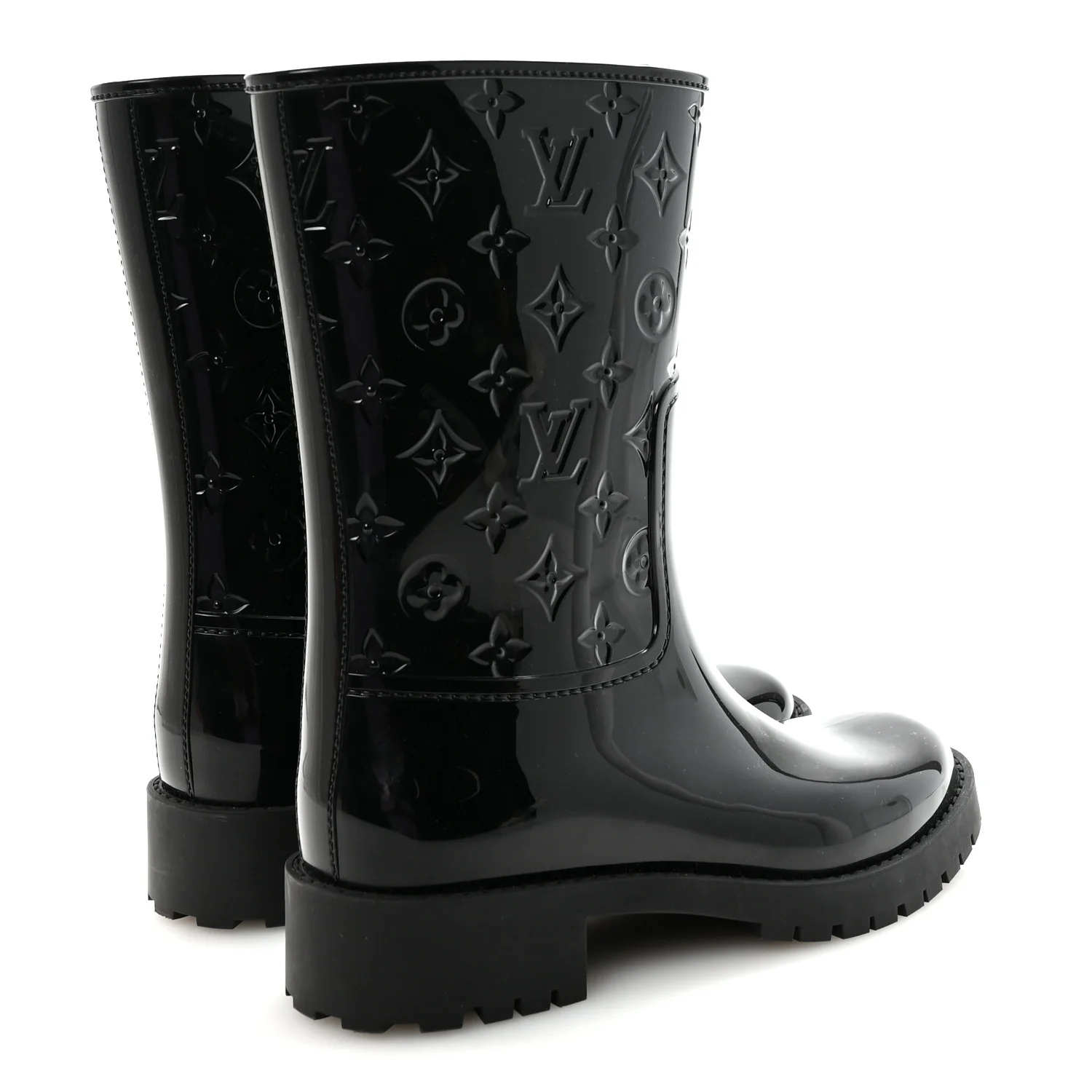 Rubber Embossed Monogram Drops Flat Half Boots 41 Black - Image 5