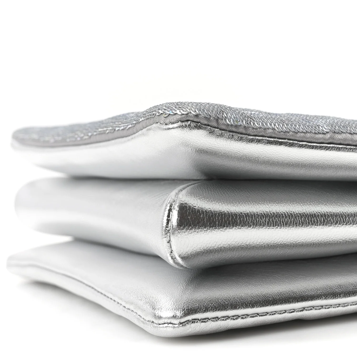 Satin Sequin Embroidered Monogram Coussin BB Silver - Image 9
