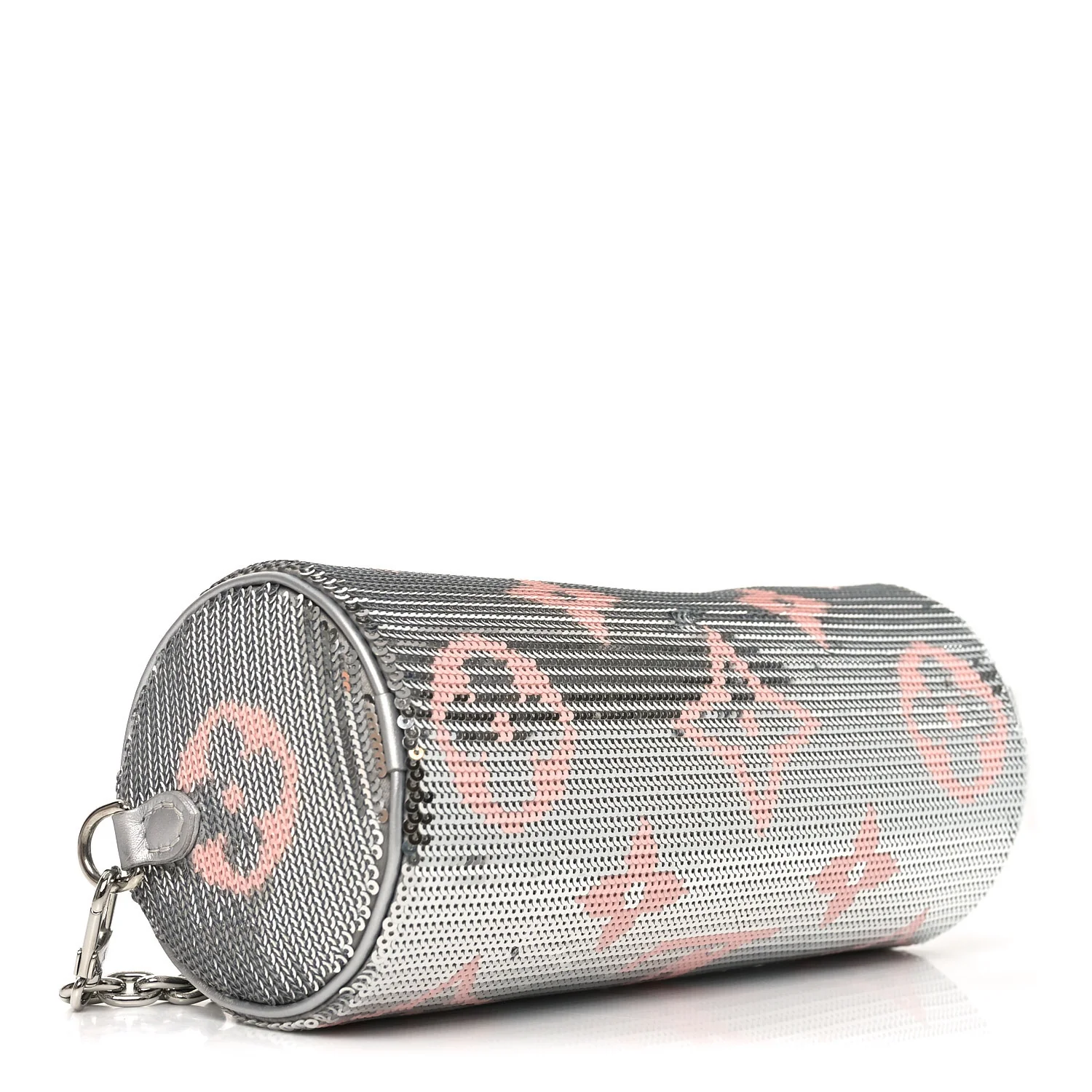 Satin Sequin Monogram Giant Papillon Silver Pink - Image 3
