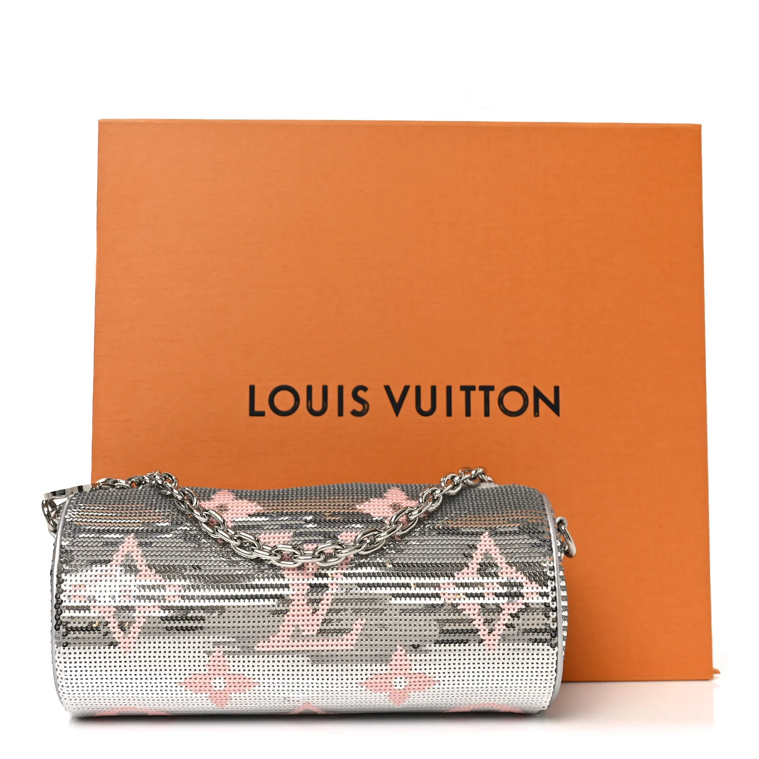 Satin Sequin Monogram Giant Papillon Silver Pink - Image 9