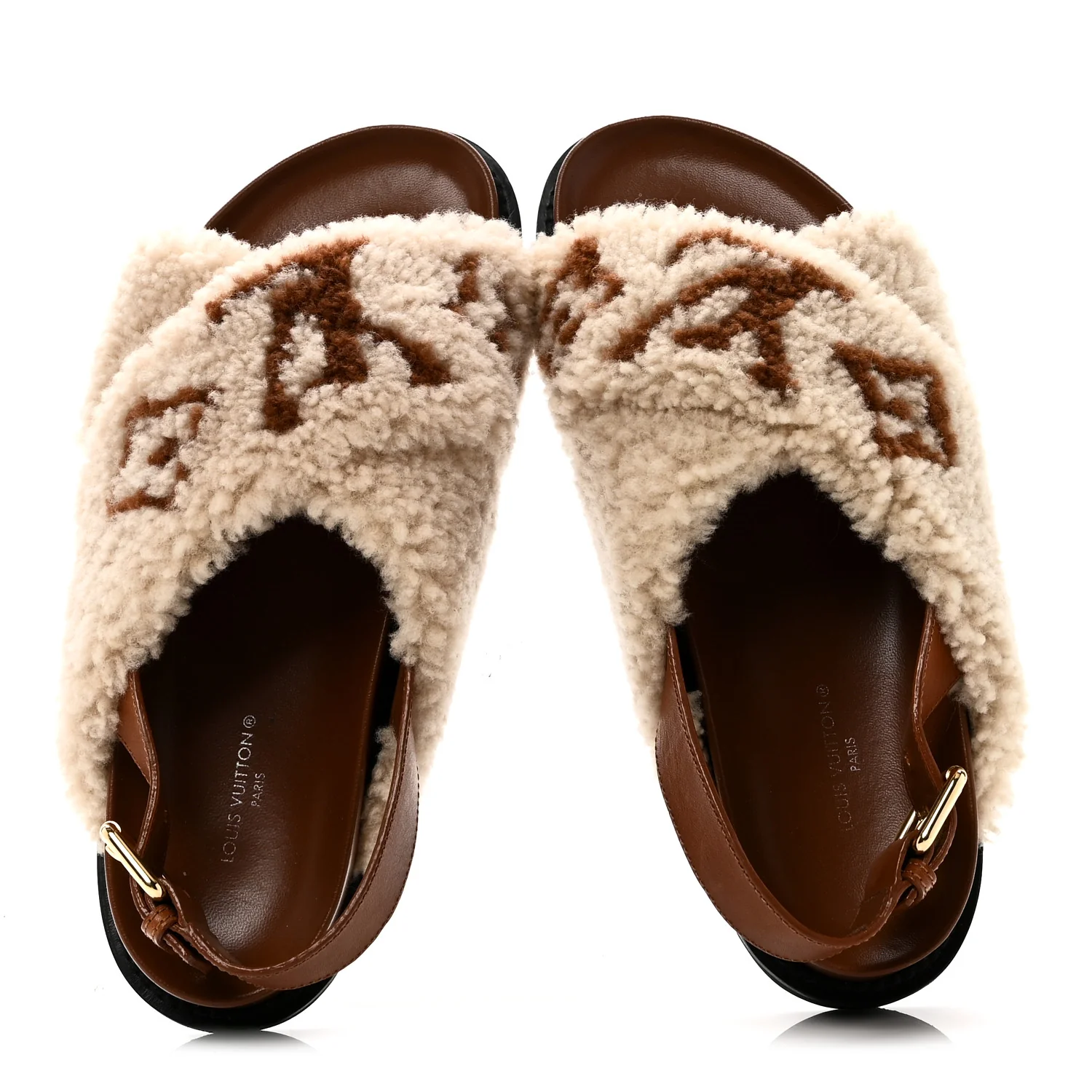 Shearling Paseo Flat Comfort Sandal 38.5 Nude - Image 2