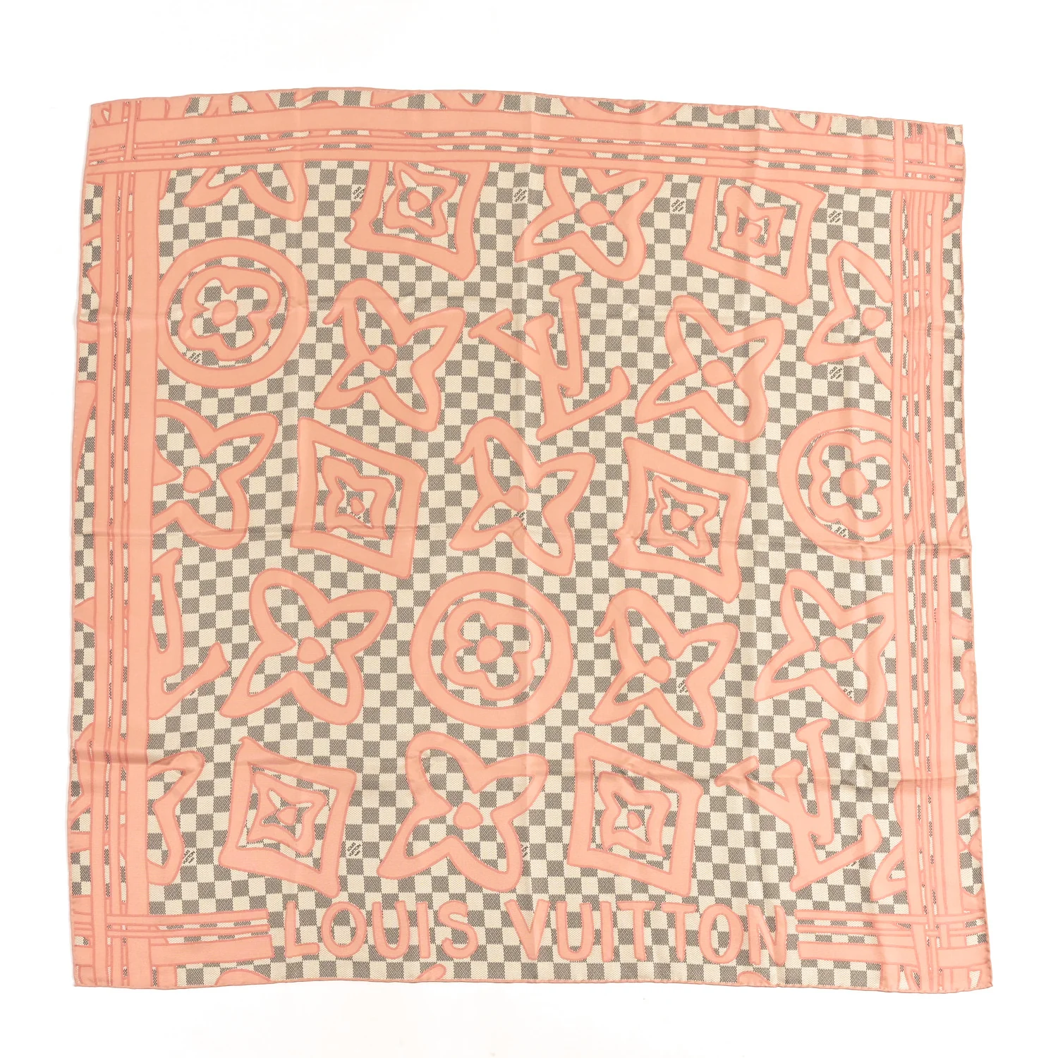 Silk Damier Azur Tahitienne Square Scarf