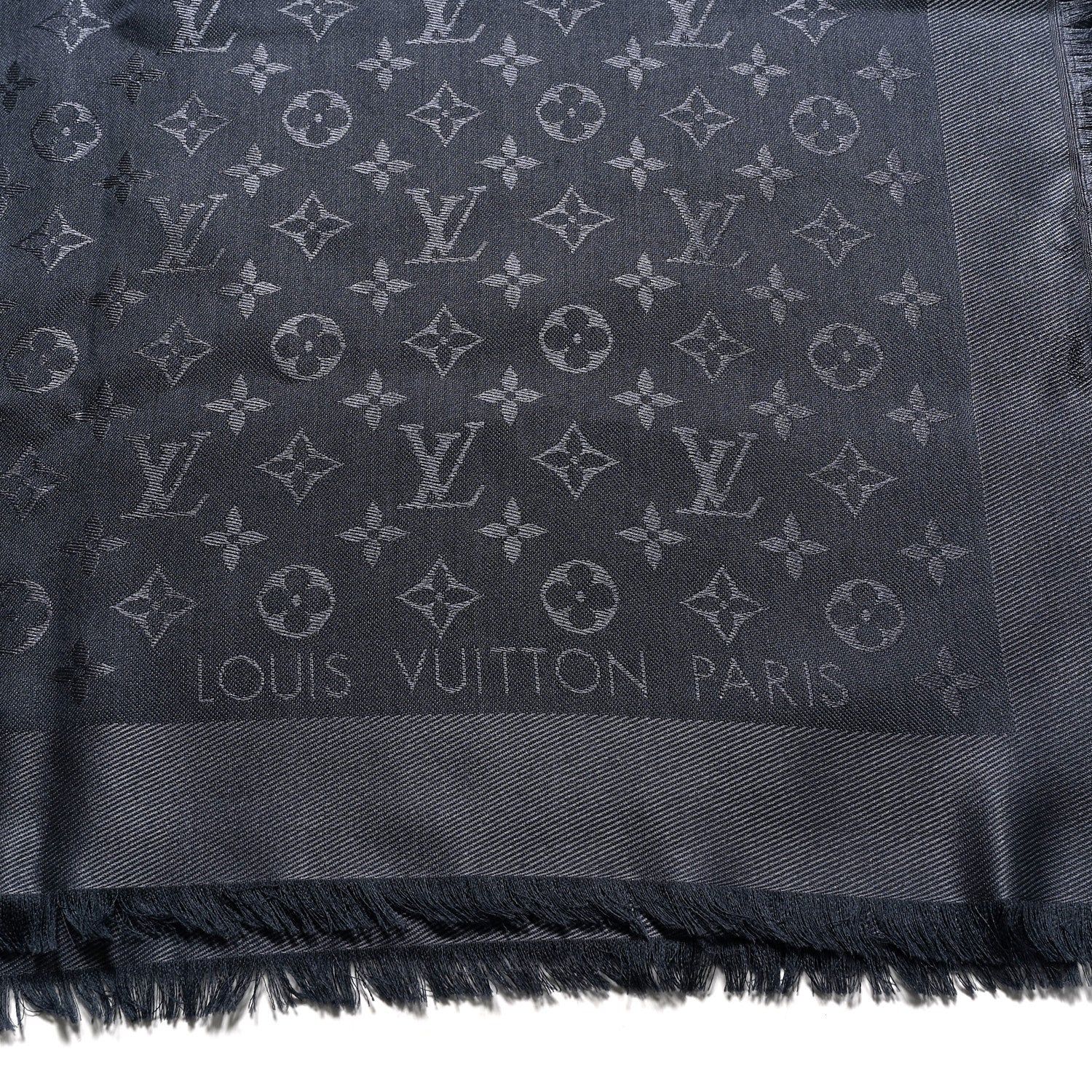 Silk Lurex Wool Monogram Shine Shawl Carbone - Image 2