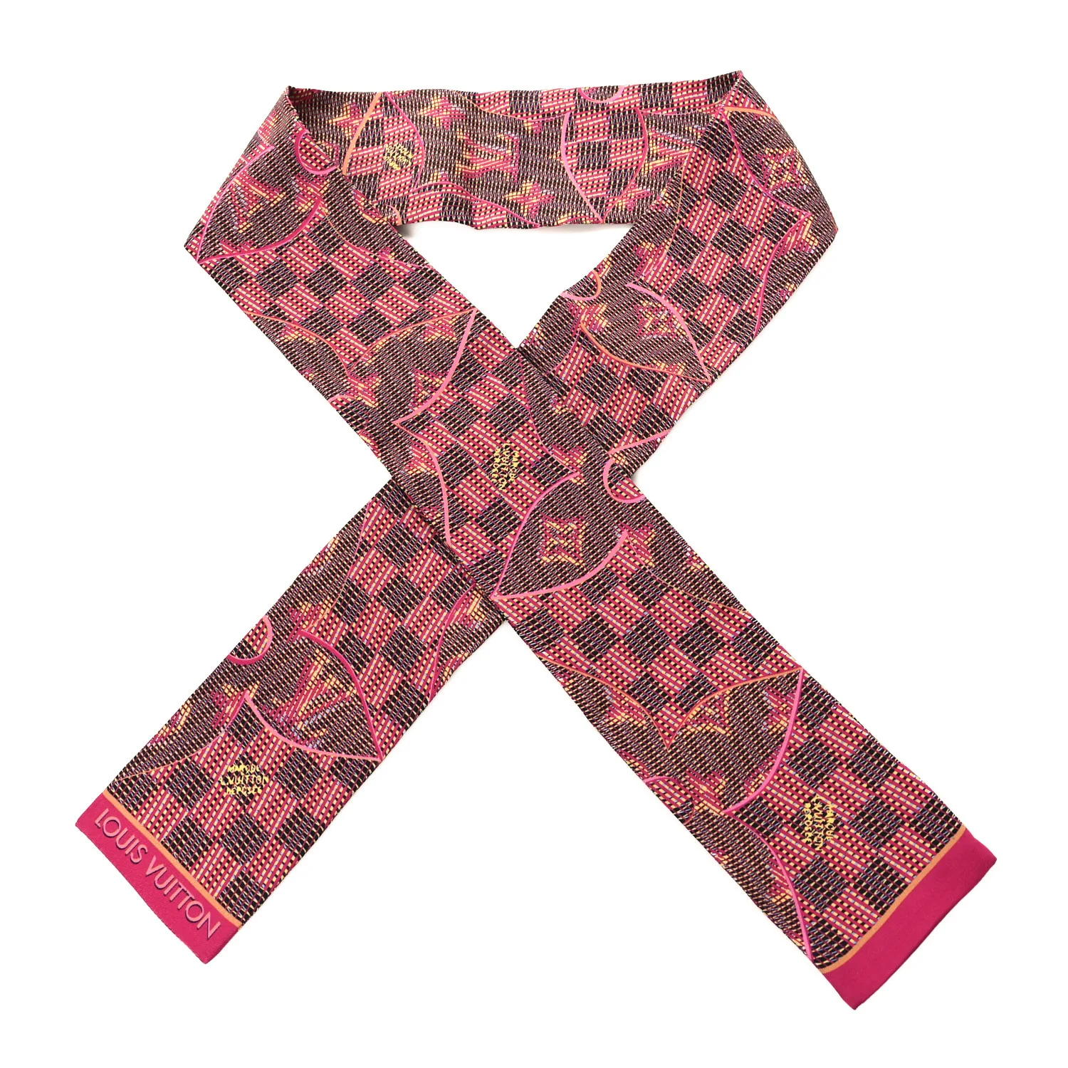 Silk Monogram Damier Pop Print Bandeau Pink