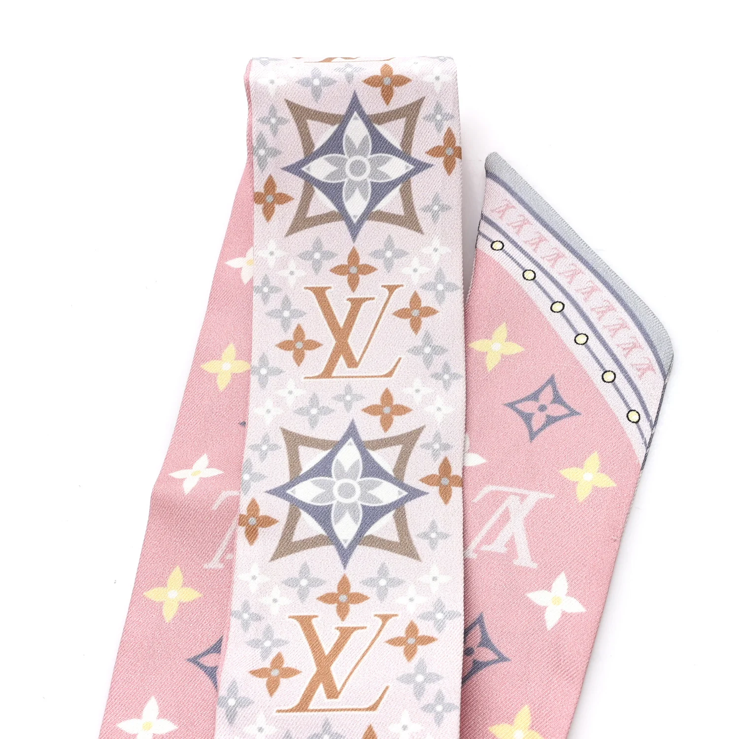 Silk Monogram Flowers Forever Bandeau Rose Clair - Image 3