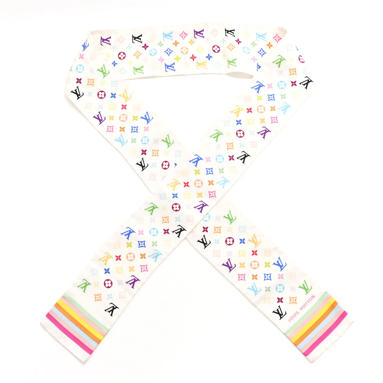 Silk Monogram Multicolor Bandeau White