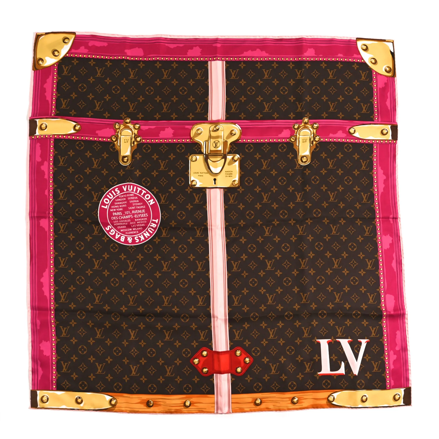 Silk Monogram Summer Trunks Square Scarf Brown