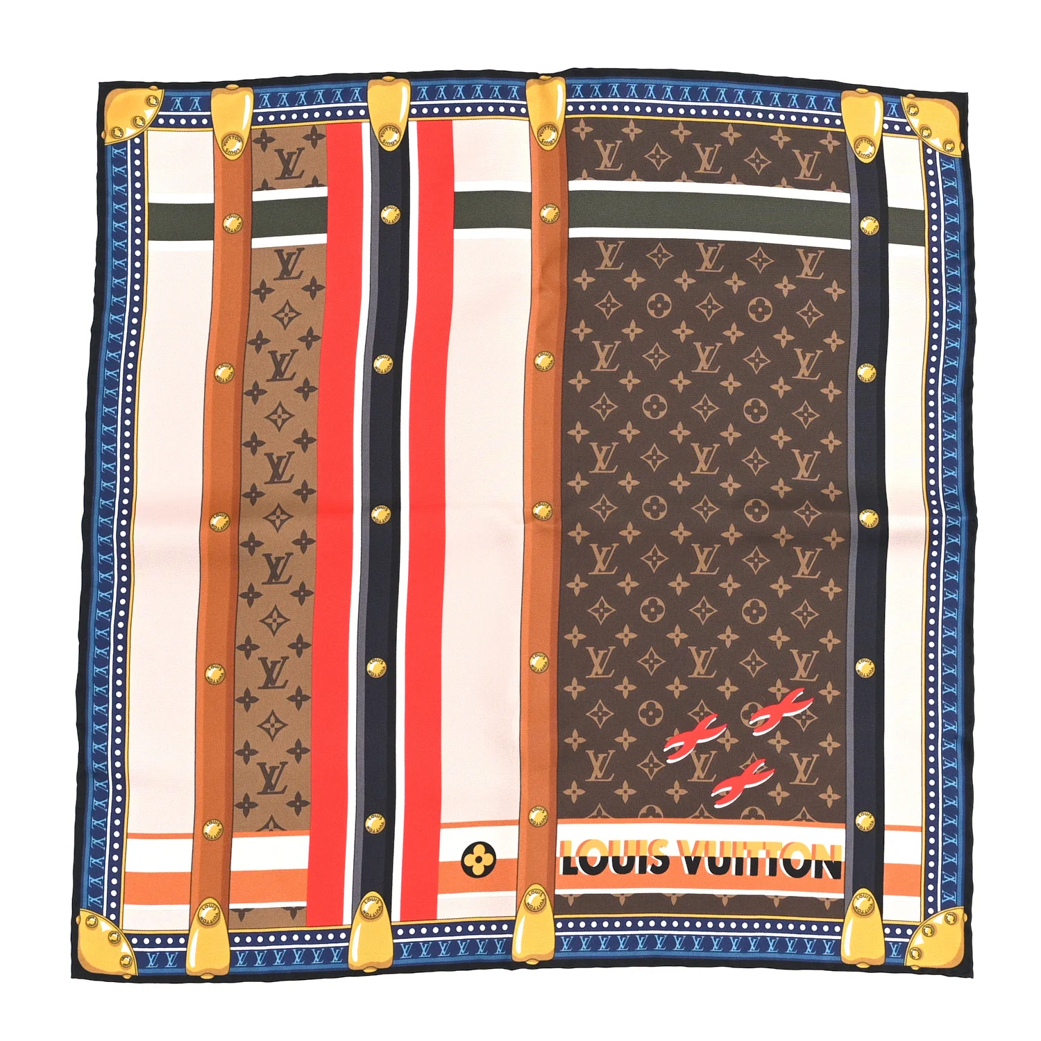 Silk Monogram Trunk In Love Square 45 Scarf Brown