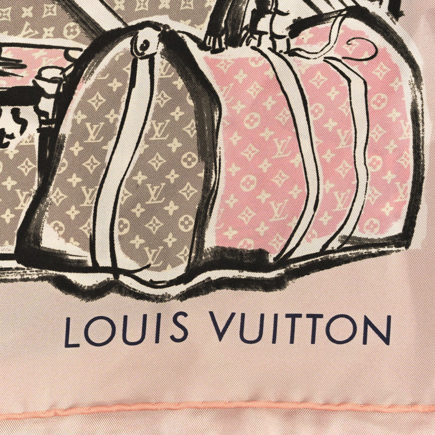 Silk Monogram Trunks Square Scarf Rose Poudre - Image 3