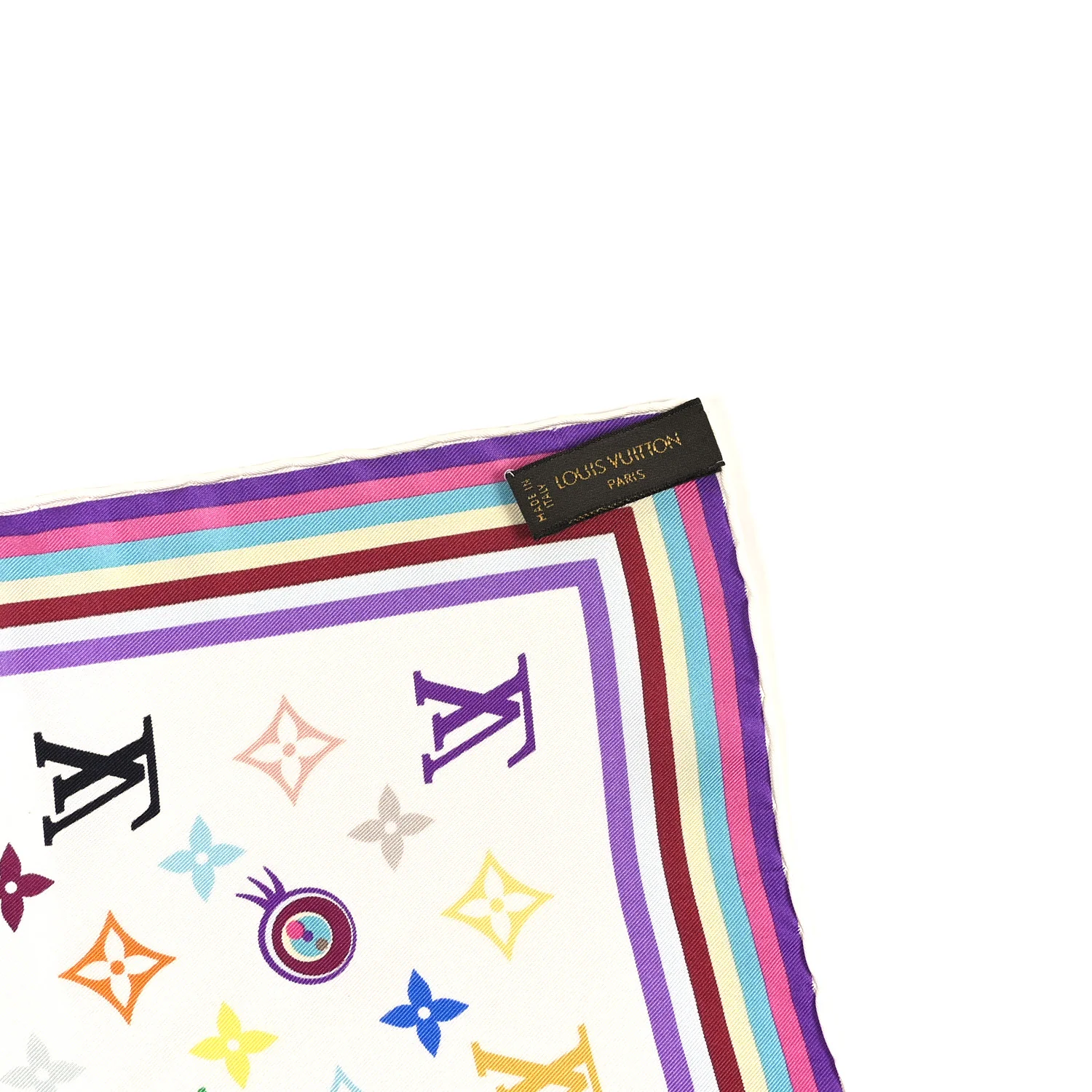 Silk Multicolor Eye Love Scarf White - Image 3