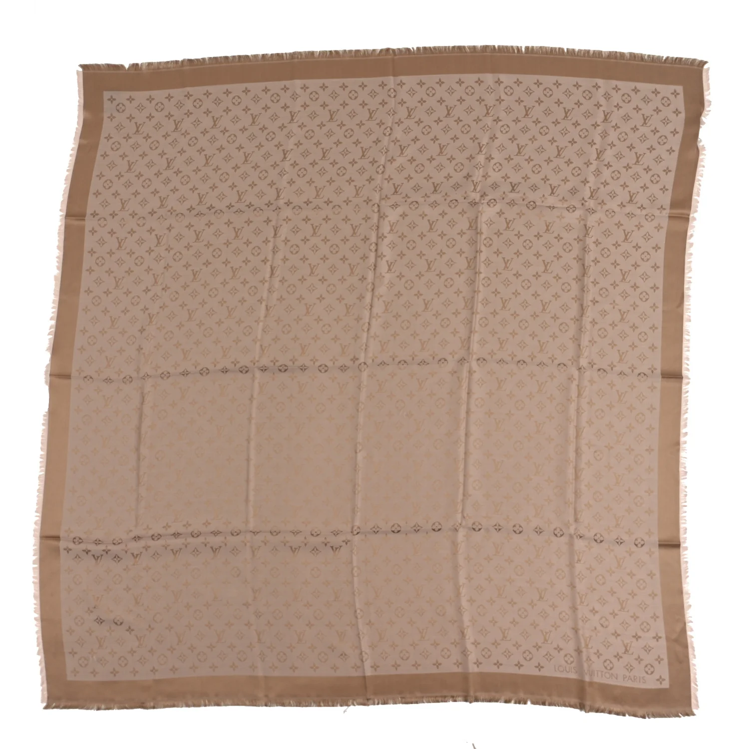 Silk Wool Monogram Denim Shawl Beige Rose