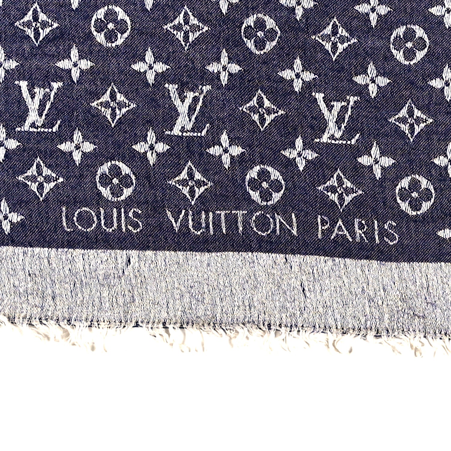 Silk Wool Monogram Denim Shawl Blue - Image 2