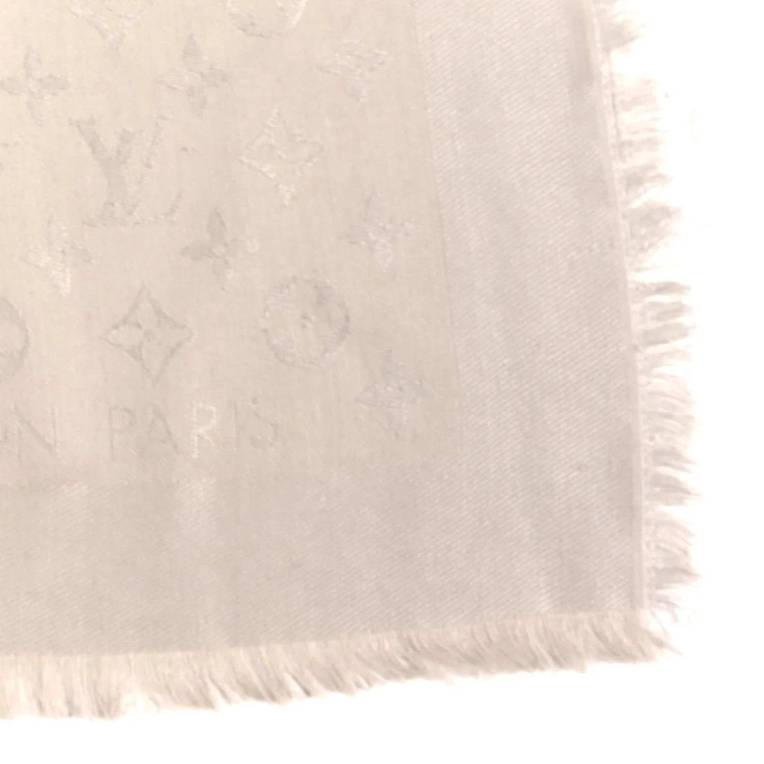 Silk Wool Monogram Shawl Greige - Image 2
