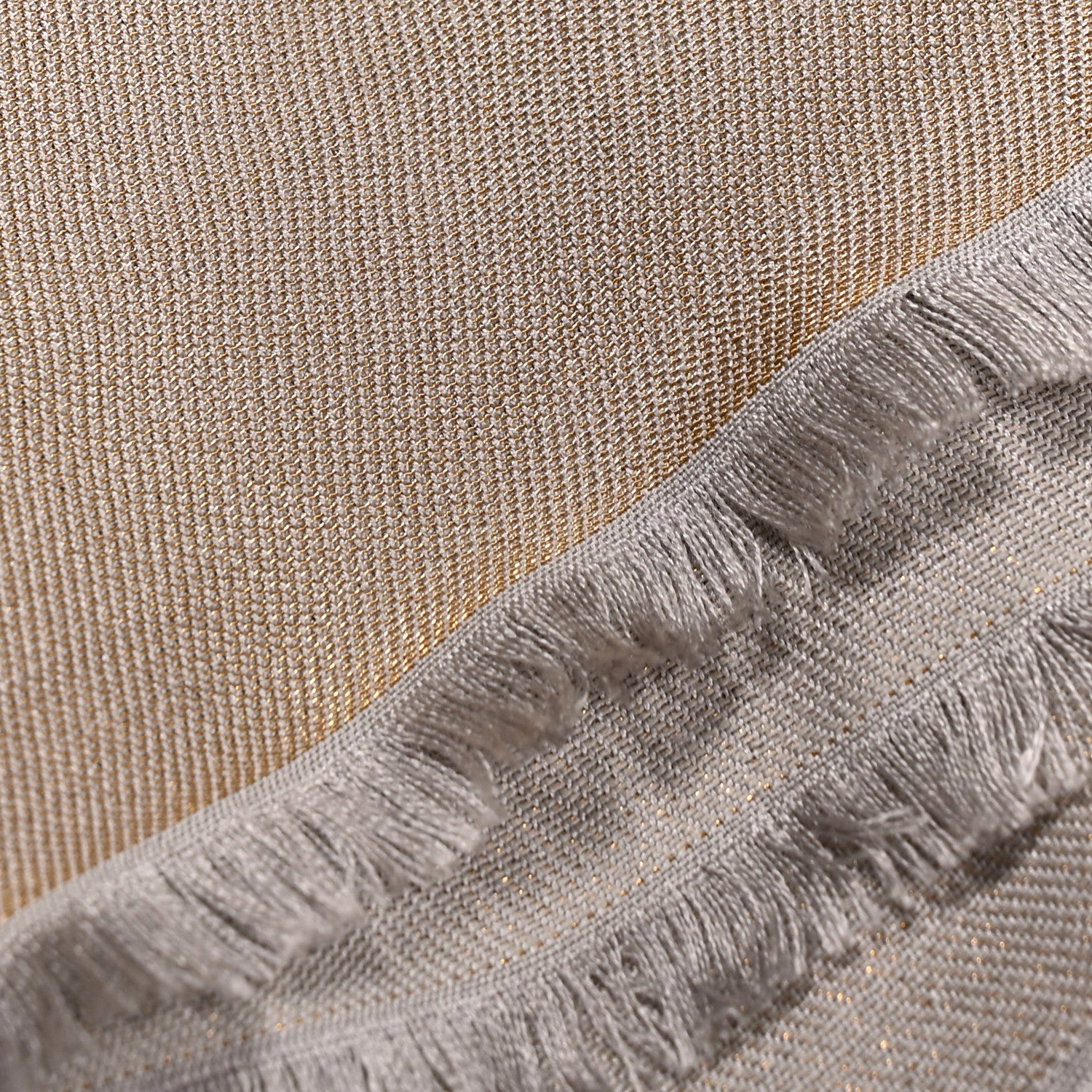 Silk Wool Monogram Shine Shawl Greige - Image 2