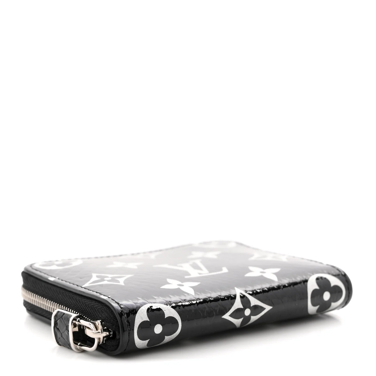 Snakeskin Monogram Zippy Padlock Coin Purse Black - Image 4
