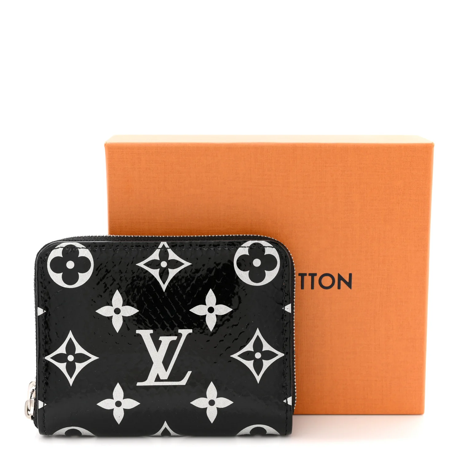 Snakeskin Monogram Zippy Padlock Coin Purse Black - Image 7
