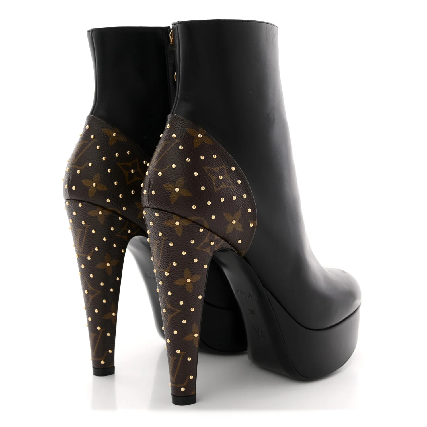 Soft Calfskin Monogram Afterglow Platform Ankle Boots 39 Black - Image 5