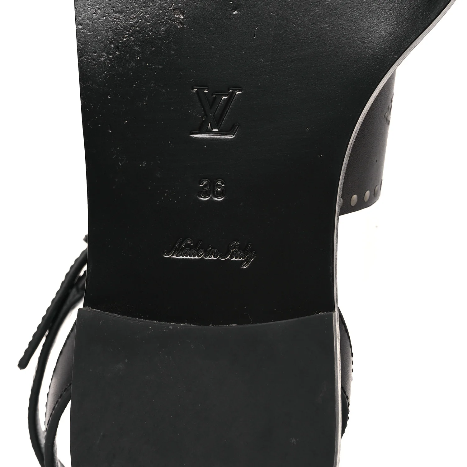 Soft Calfskin Perforated Horizon Flat Sandals 36 Black - Image 8