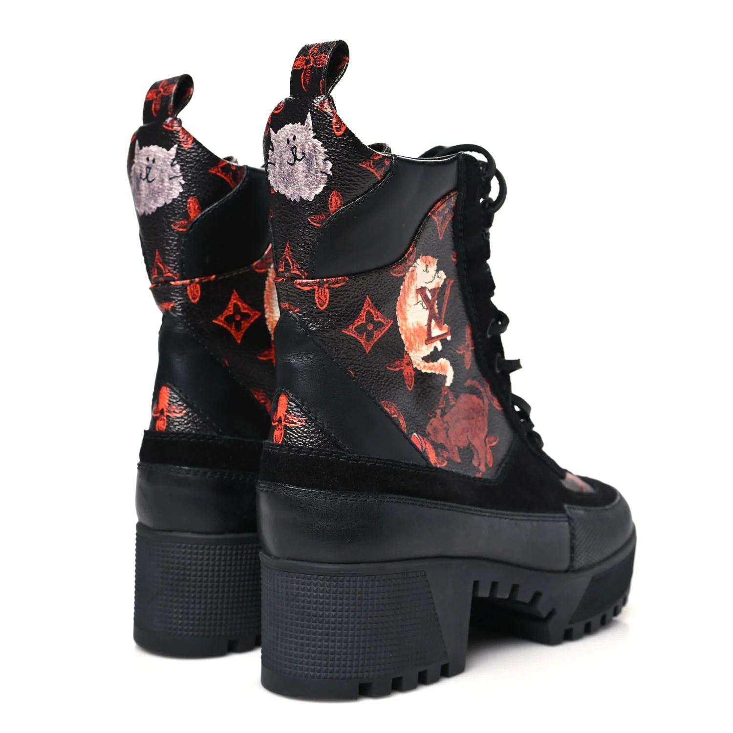 Suede Calfskin Catogram Laureate Platform Desert Boots 37 Black Marron - Image 5