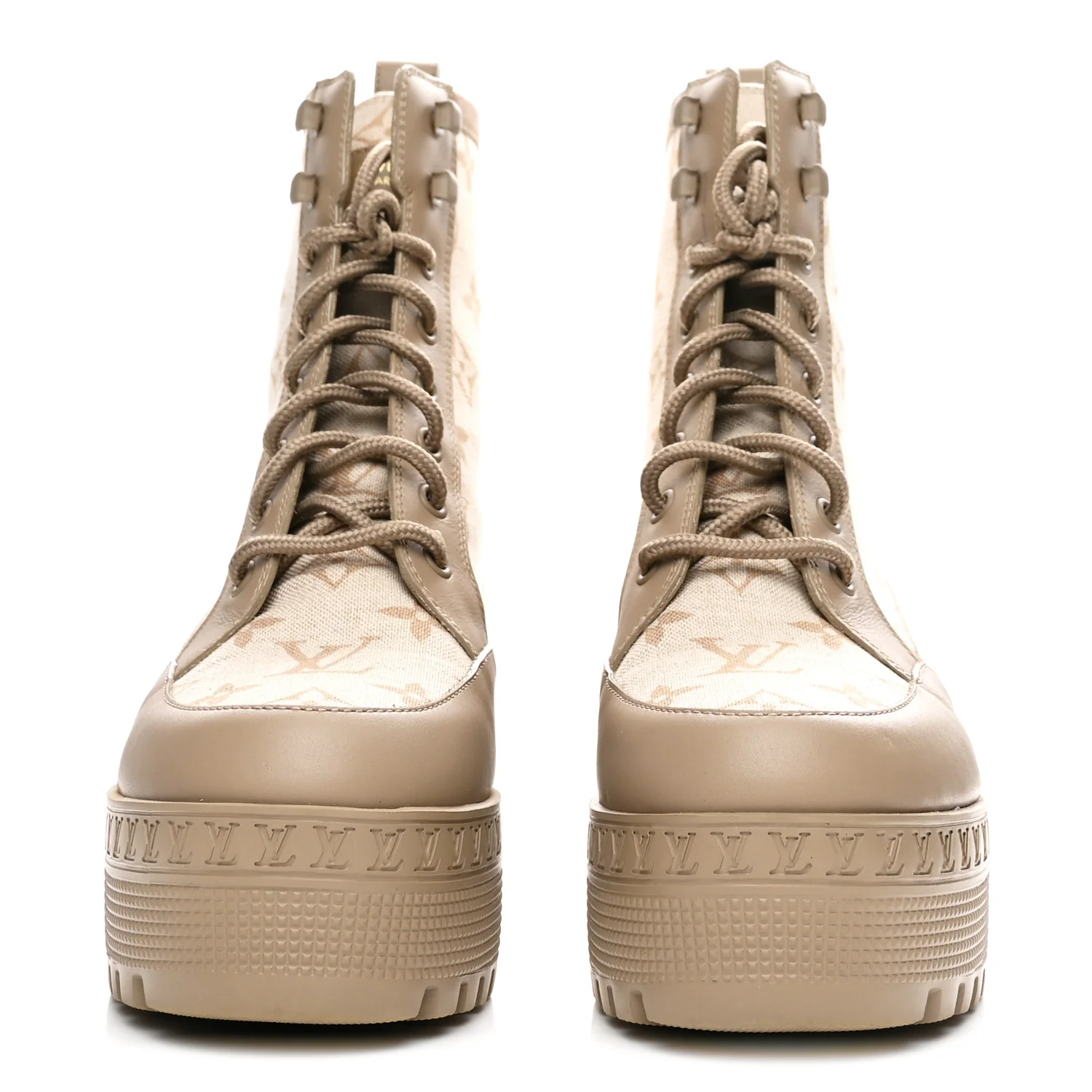 Suede Calfskin Laureate Platform Desert Boots 37 Beige - Image 3