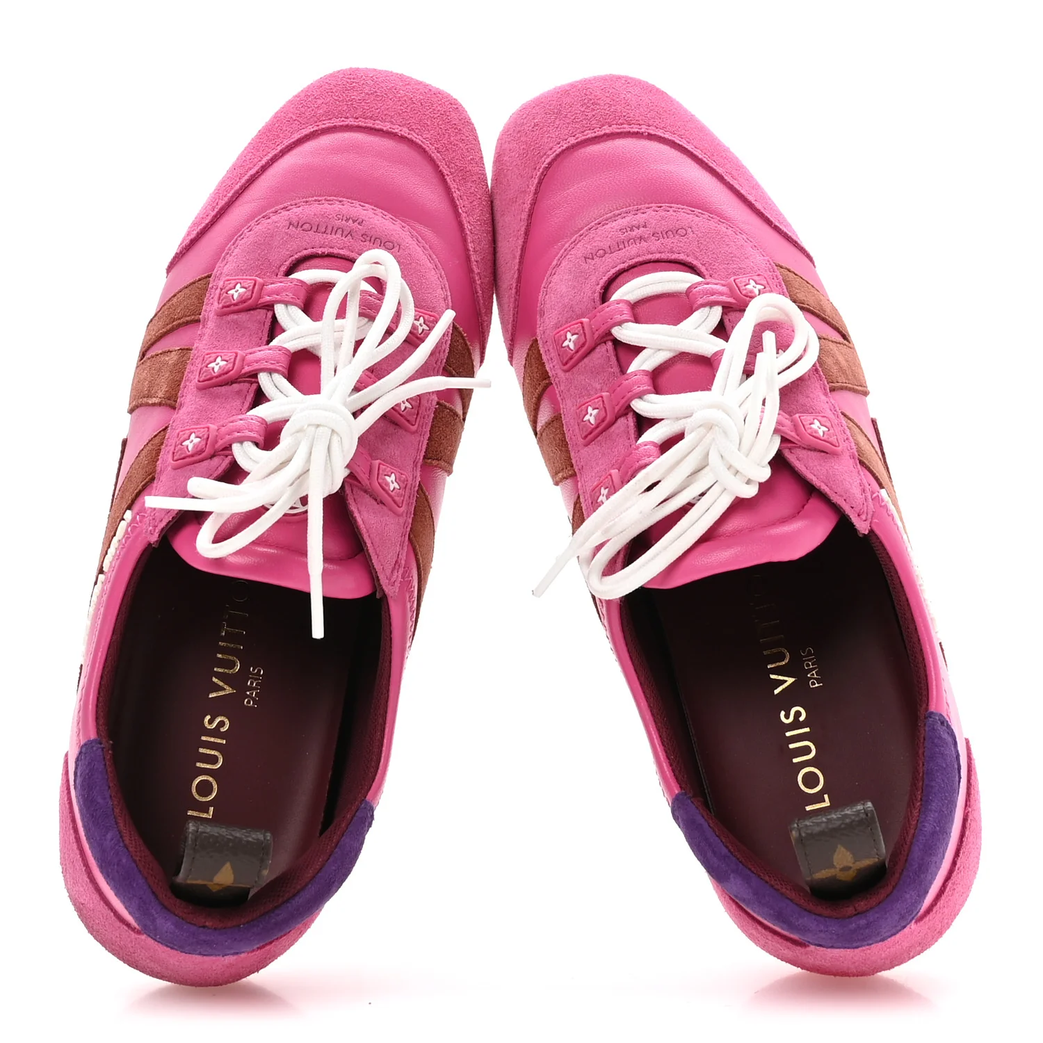 Suede Calfskin LV Sneakerina Sneakers 37 Fuchsia Pink - Image 2