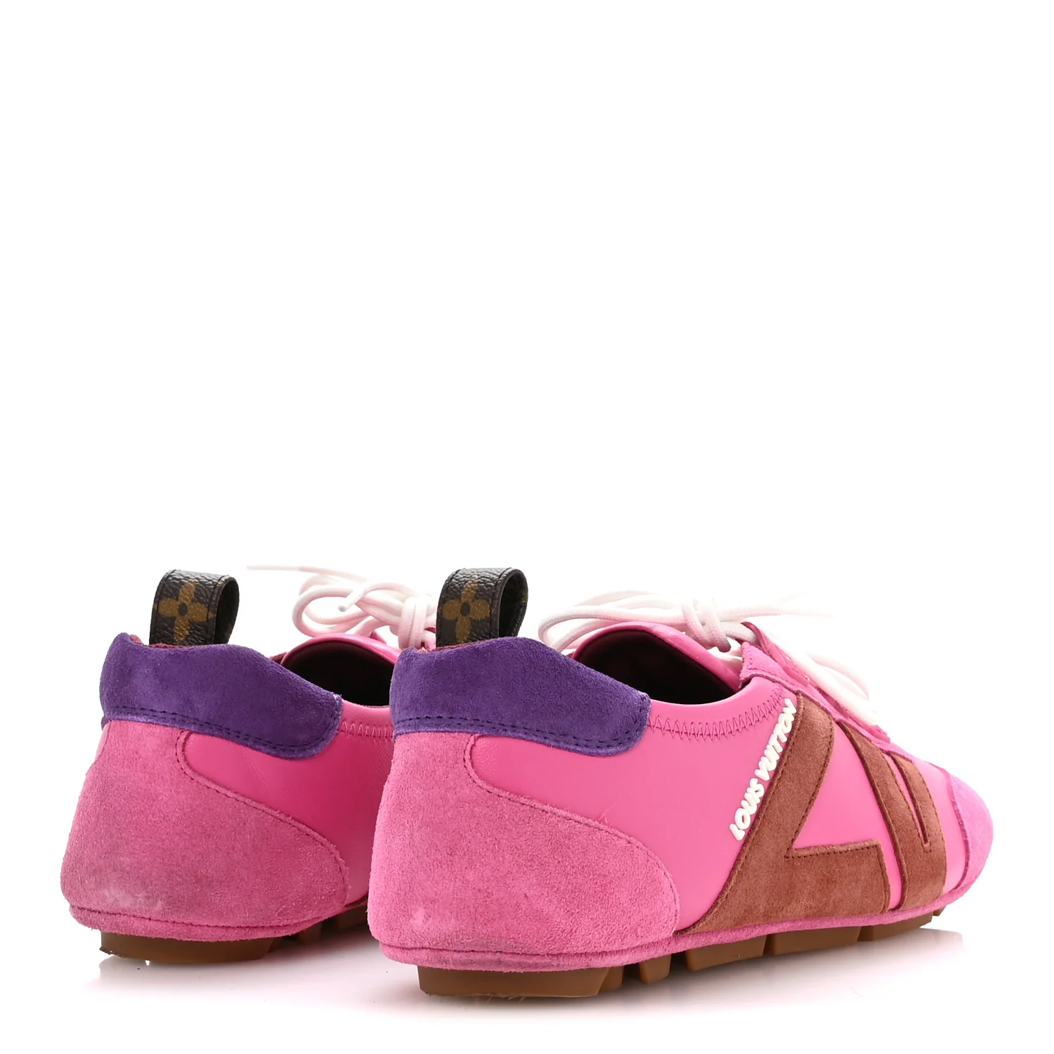 Suede Calfskin LV Sneakerina Sneakers 37 Fuchsia Pink - Image 5