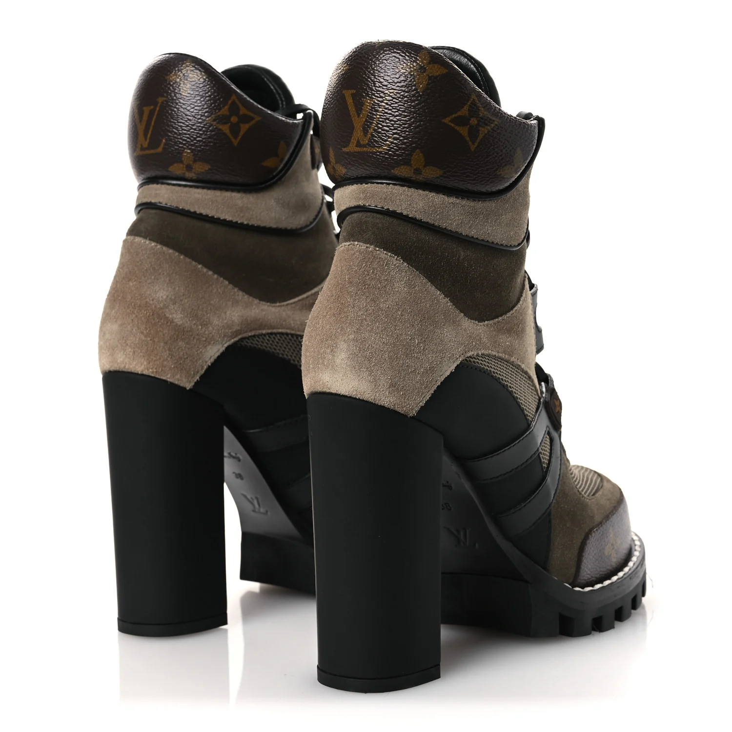 Suede Calfskin Monogram Star Trail Ankle Boots 38 Khaki - Image 4