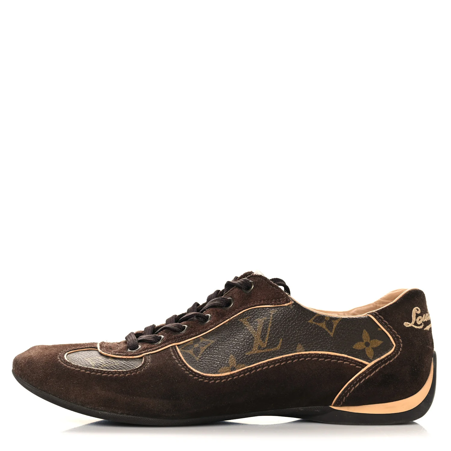 Suede Calfskin Monogram Womens Energie Sneakers 38 Brown