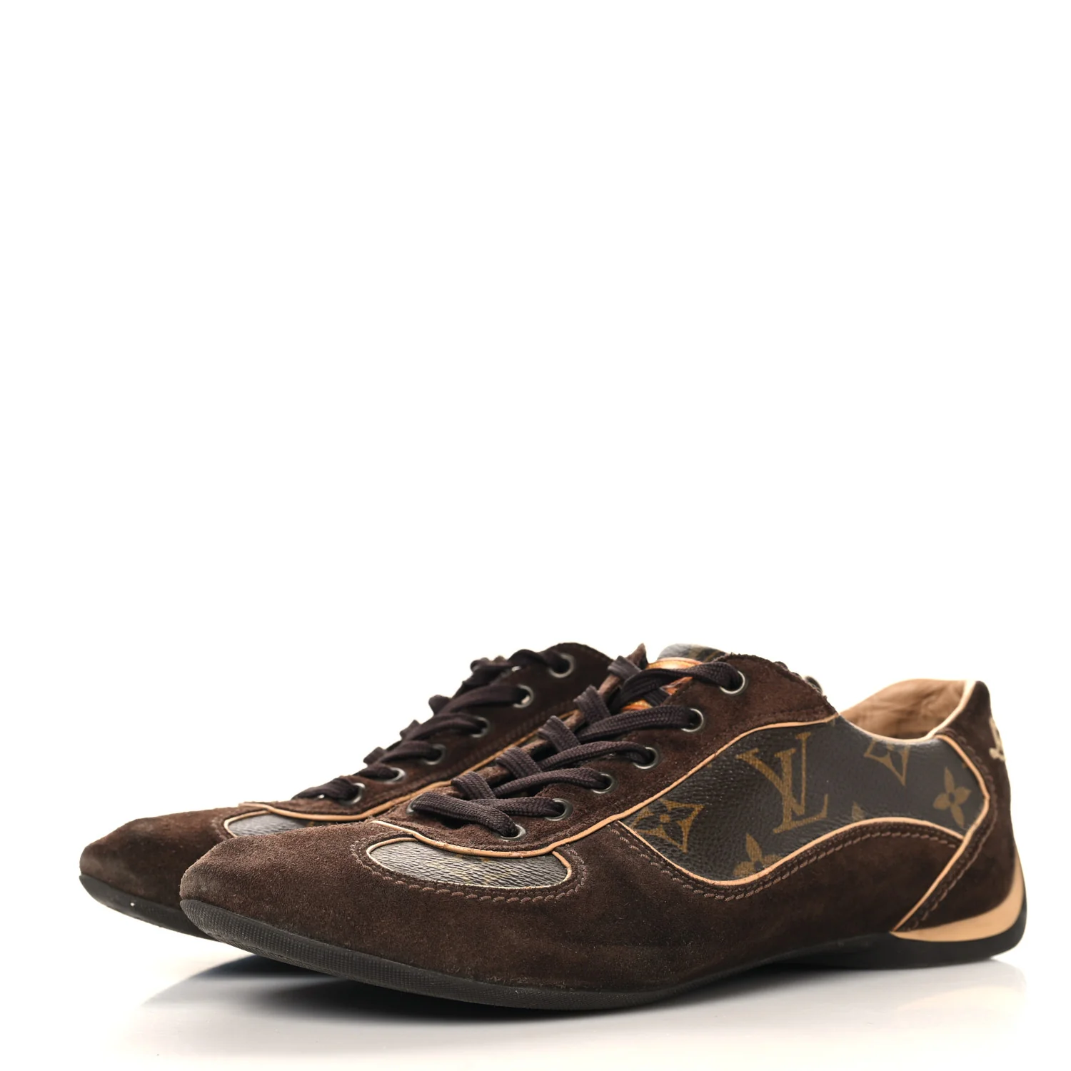 Suede Calfskin Monogram Womens Energie Sneakers 38 Brown - Image 4