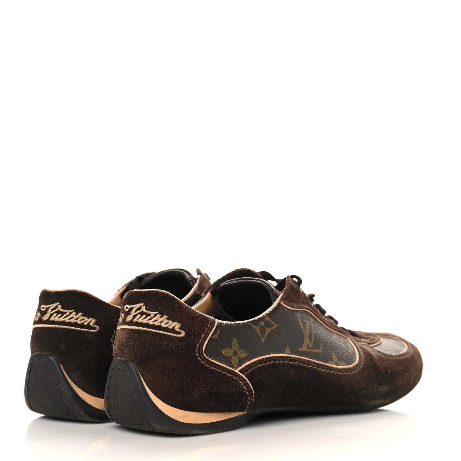 Suede Calfskin Monogram Womens Energie Sneakers 38 Brown - Image 5