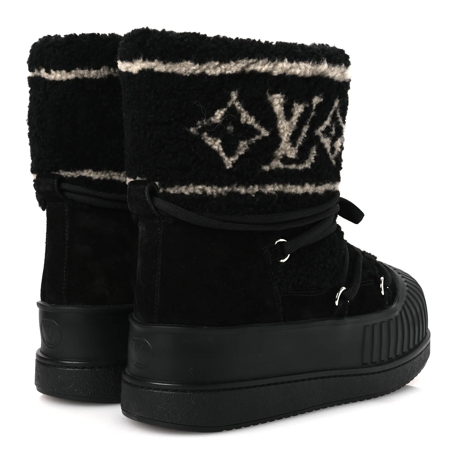 Suede Shearling Polar Flat Half Boots 40 Black - Image 5