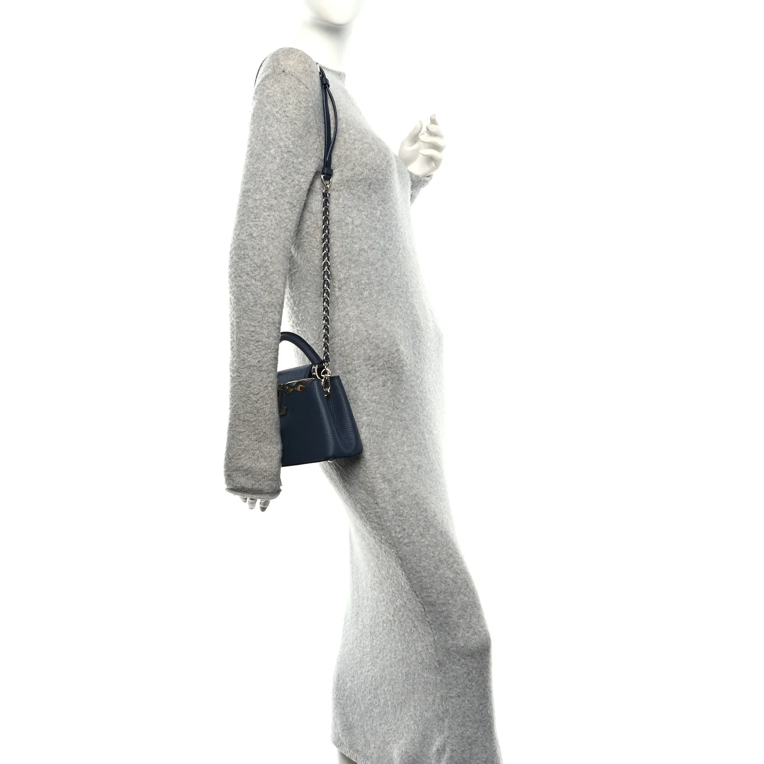 Taurillon Embellished Malletage Crown Mini Capucines Navy - Image 2