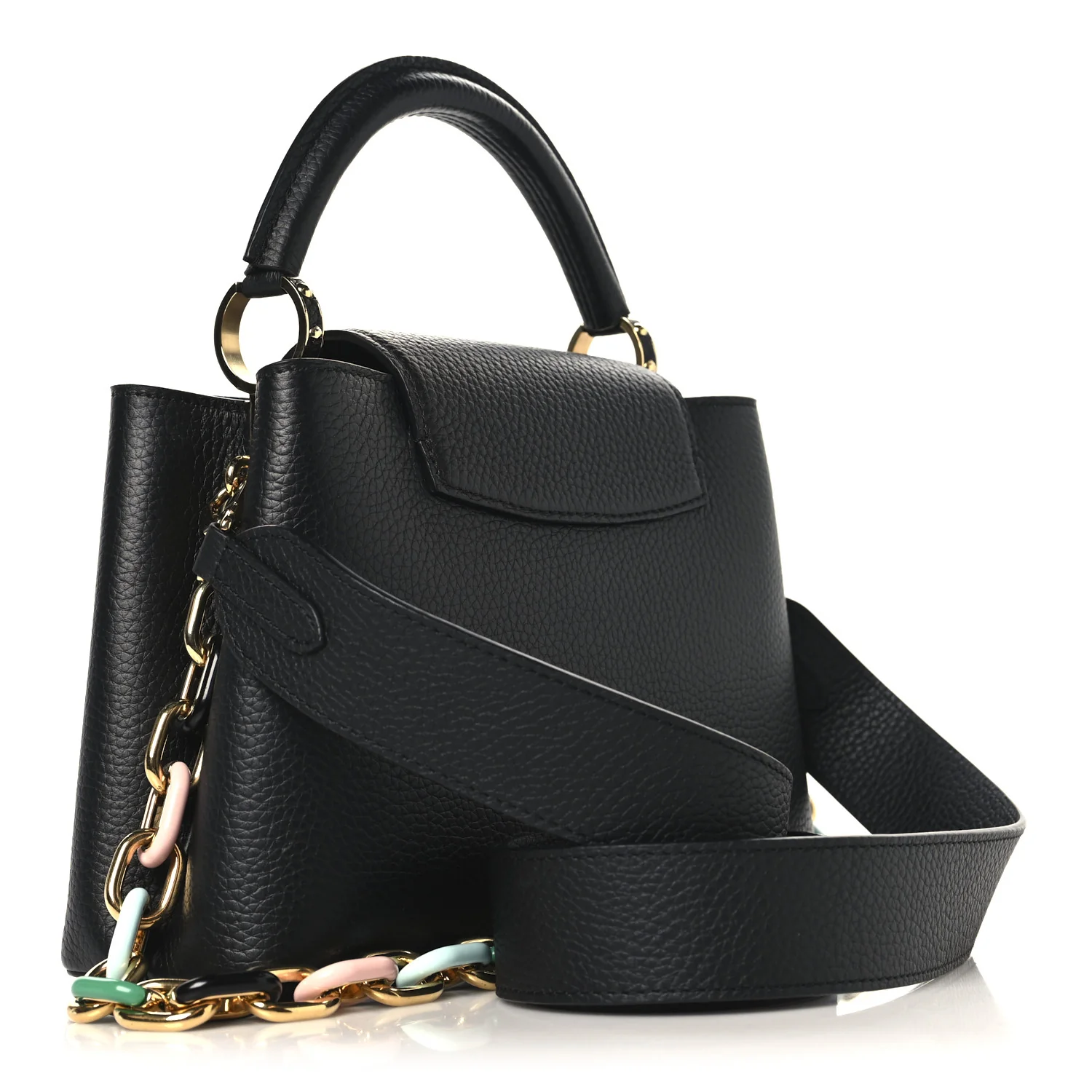 Taurillon Enamel Chain Capucines BB Black Multicolor - Image 3