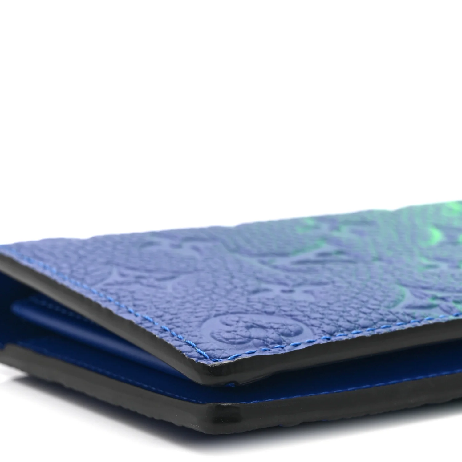 Taurillon Illusion Brazza Wallet Bleu Vert - Image 9