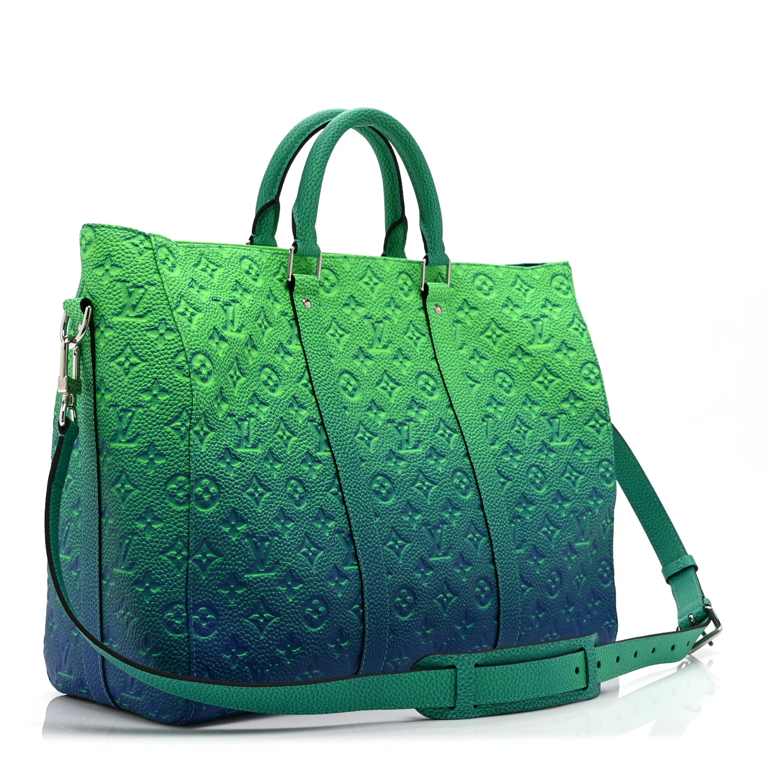 Taurillon Illusion Keepall Tote Bleu Vert - Image 3