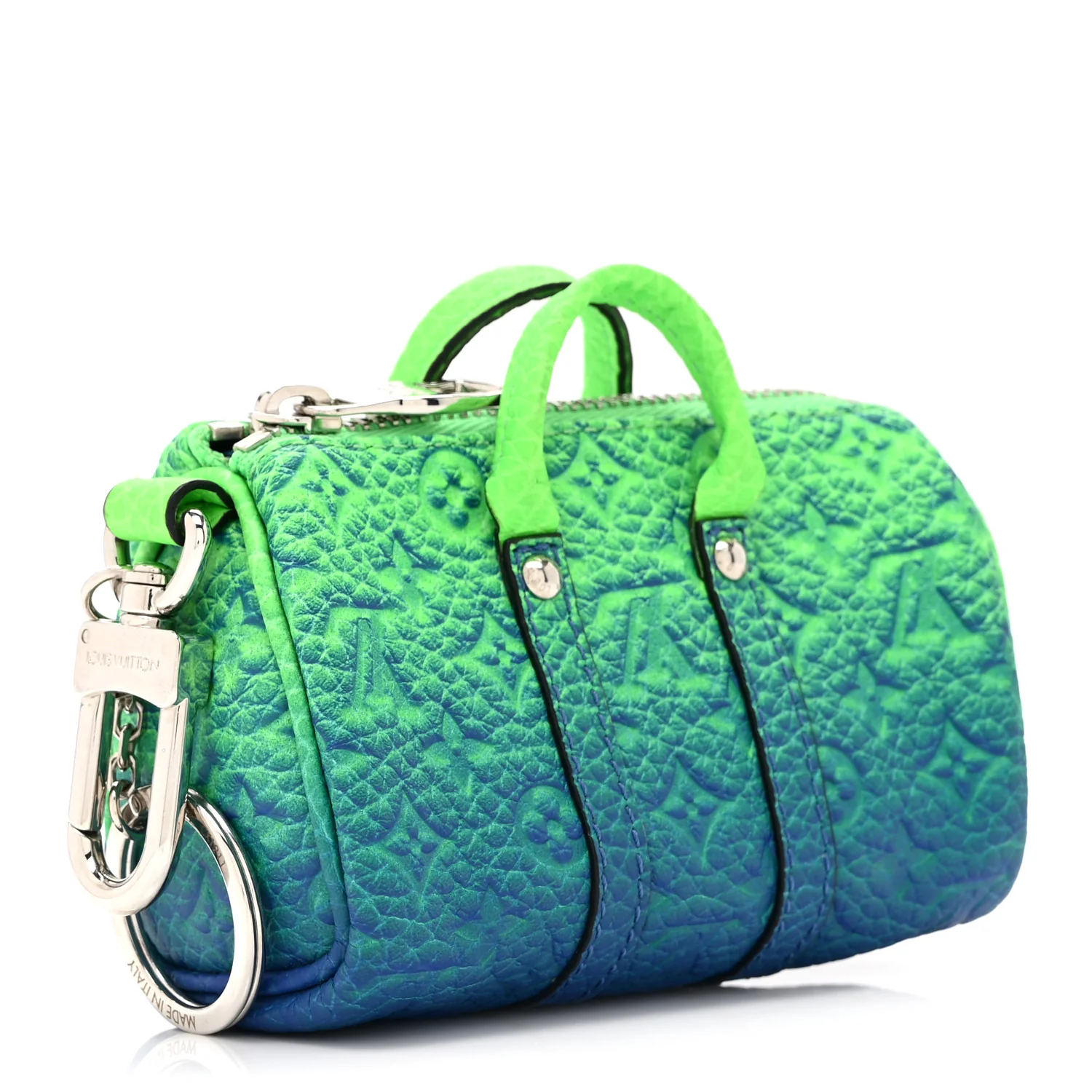 Taurillon Illusion Mini Keepall Earphones Pouch Bleu Vert - Image 3