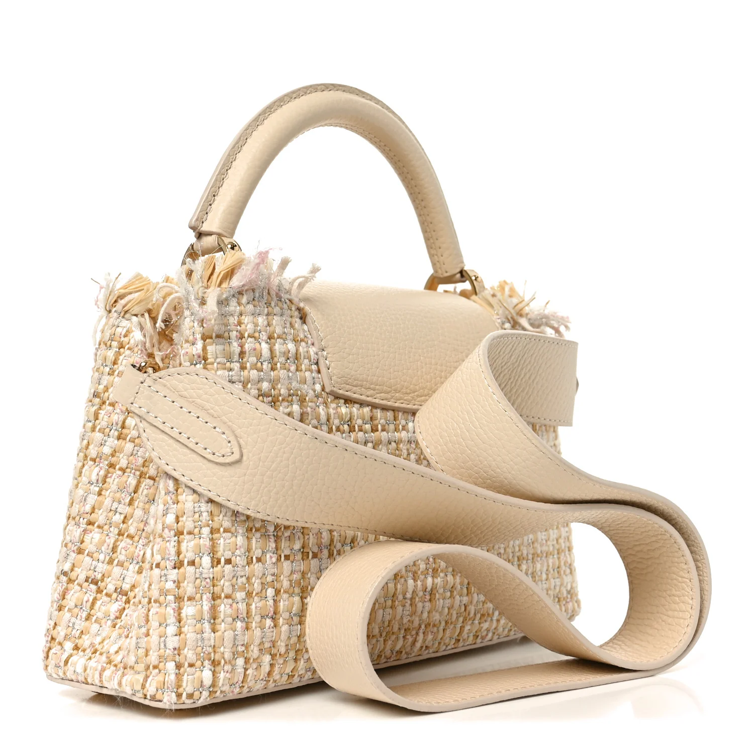 Tweed Taurillon Capucines BB Beige - Image 3