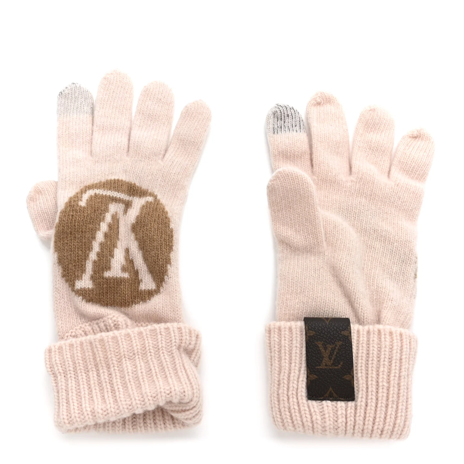 Wool Maille Knit Flight Mode LV Medallion Gloves Camel Rose